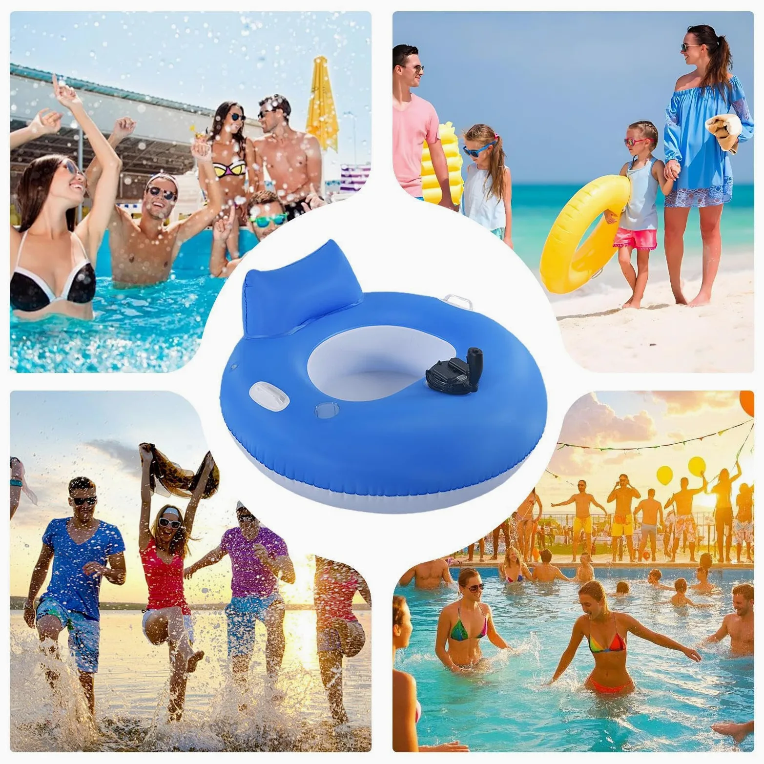 Tumbona Flotante Hinchable Balsa Eléctrica De Tubing Acuático para Adultos | Flotador Tubular Tipo Tumbona para lago, estanque, playa, piscina, verano, tomar el sol, bronceado solar, hombres,
