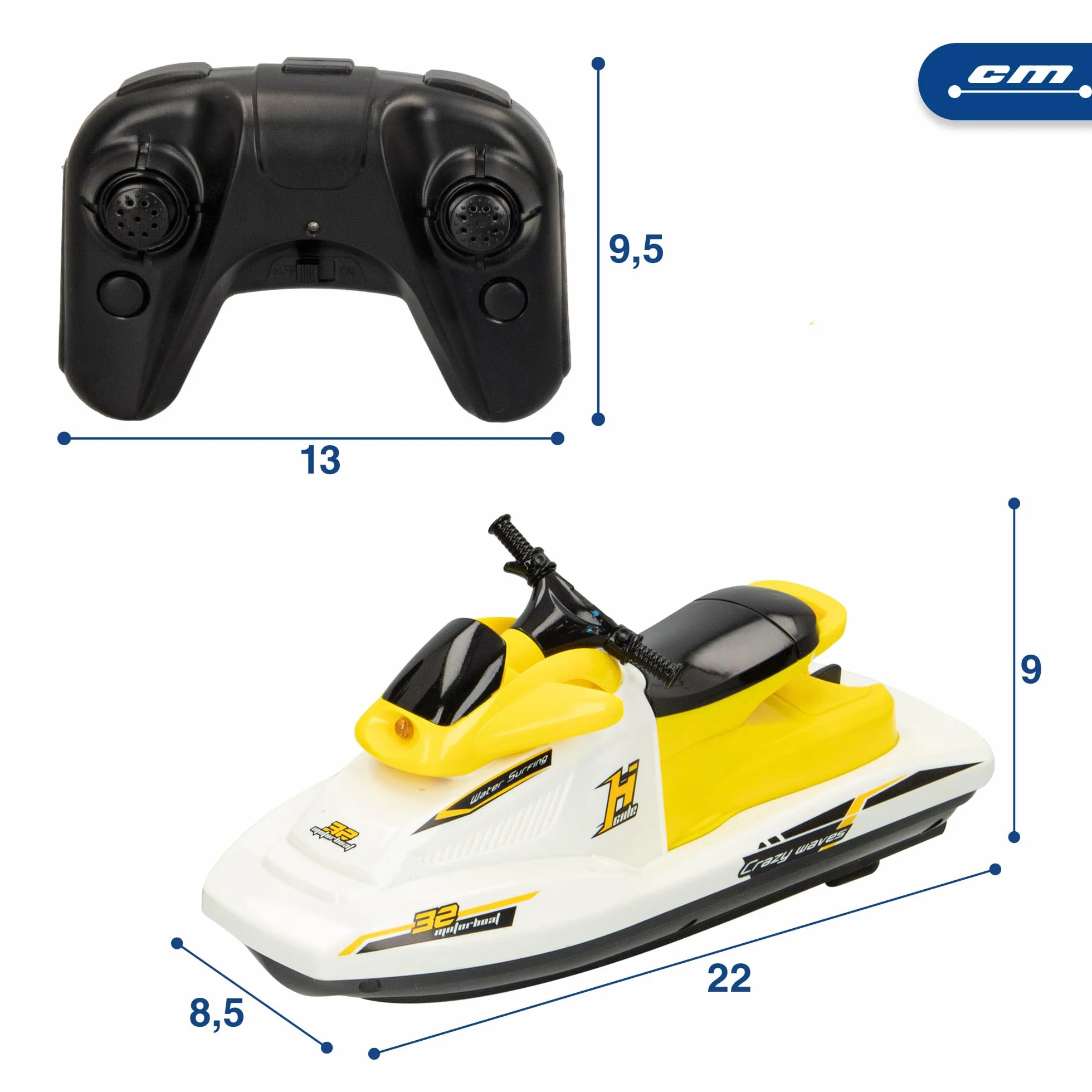 ColorBaby 49987 Motor Boat Moto de Agua teledirigida, Escala 1:47, Contiene 2 Piezas, batería incluida, Barcos teledirigidos, Moto de Agua RC, radiocontrol, Juguetes para niños