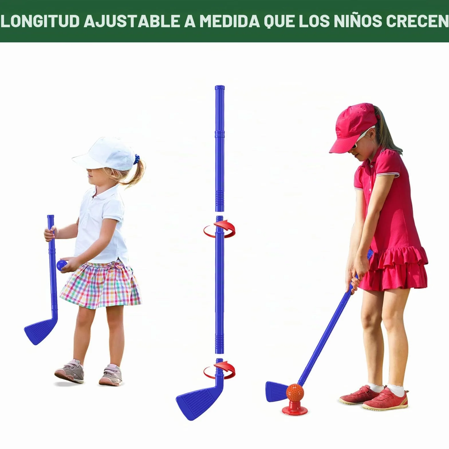 QDRAGON Juego de Golf para Niños, Mini Golf con 4 Palos de Golf, 8 Pelota de Golf, Carro de Golf, Juguetes de Golf Regalo para Infantil Niños, Niñas 3, 4, 5 6 Años