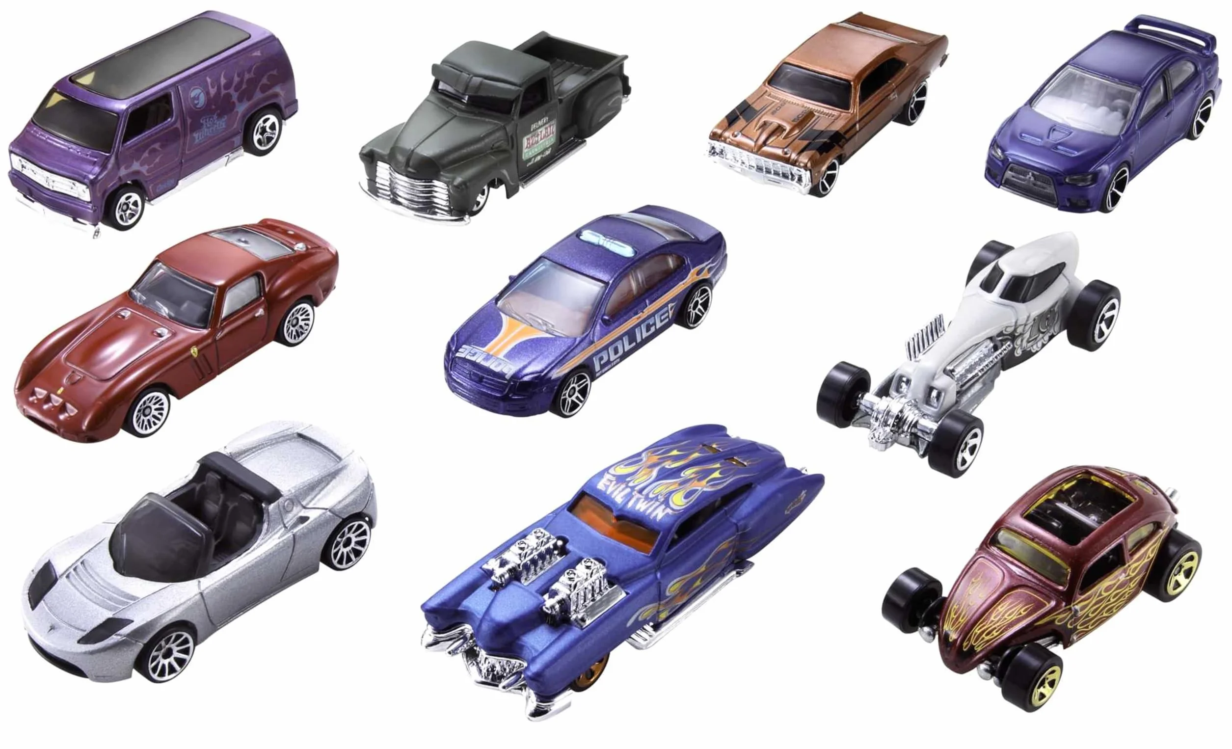 Hot Wheels Pack de 10 Vehiculos, Coches de Juguete (Modelos Surtidos, selección aleatoria), 54886