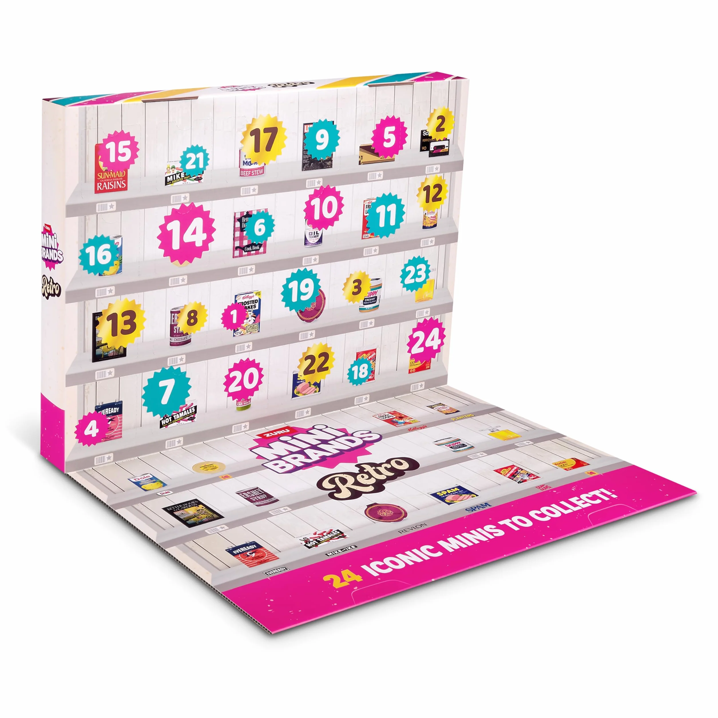 Mini Brands Retro Grocery Calendar Series 1 de ZURU, Miniaturas coleccionables para niños, niñas y coleccionistas