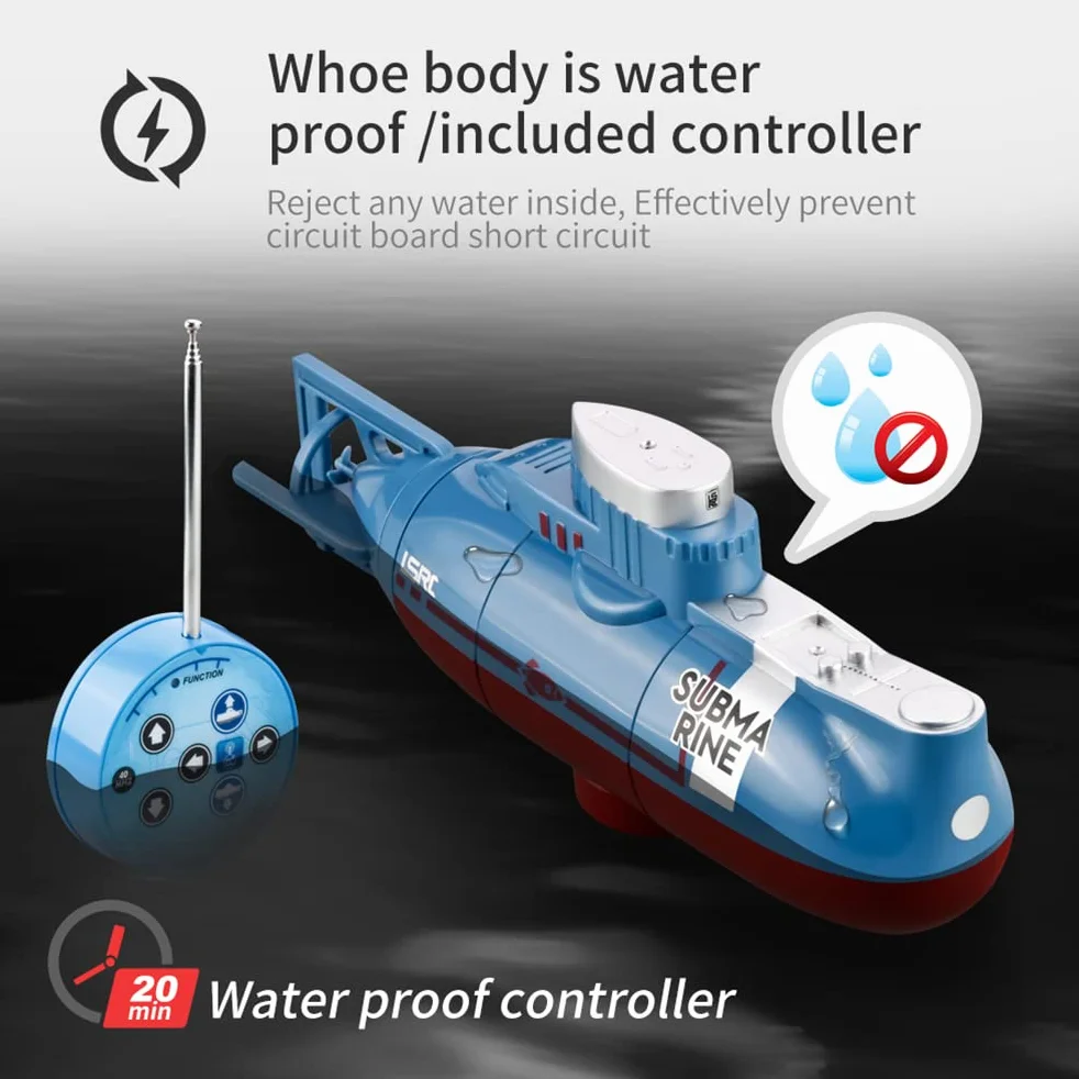Mini Submarino de Juguete RC, 6 Canales de Control Remoto bajo el Agua, Barco de Buceo, Modelo de Juguete eléctrico, Juguete Educativo para niños, Regalo para niños