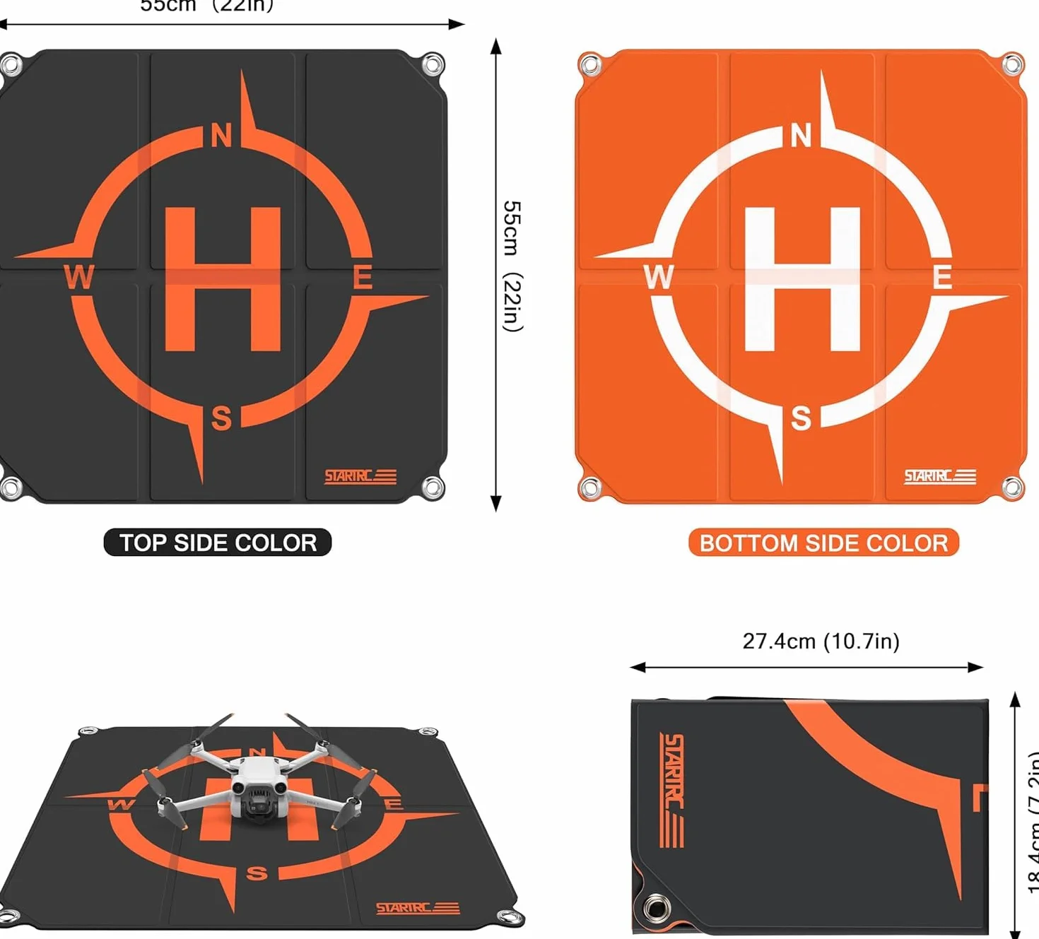STARTRC Drone Landing Pad,Plataforma de Aterrizaje Universal de Plegado rápido para dji Mini 5 Pro/4/3/Mini 4k/Neo 2/Air 3s/Avata 2/Flip Drohne Zubehör (22-inch/55cm)