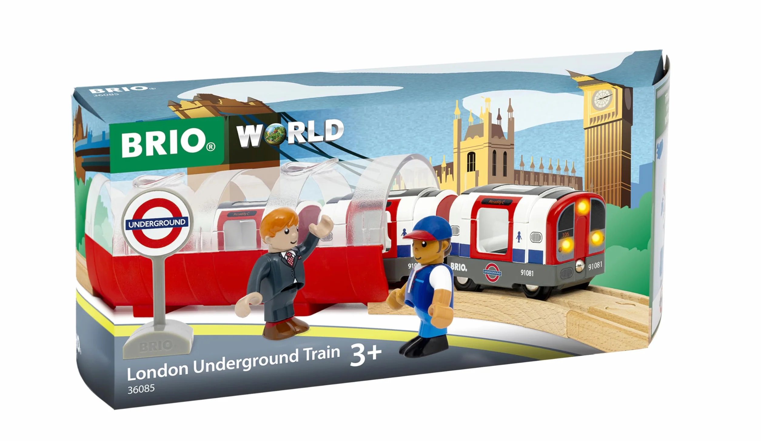 BRIO World - 36085 Trains of The World Londoner U-Bahn mit Licht und Sound | Spielzeugzug mit Licht & Sound für Kinder AB 3 Jahren