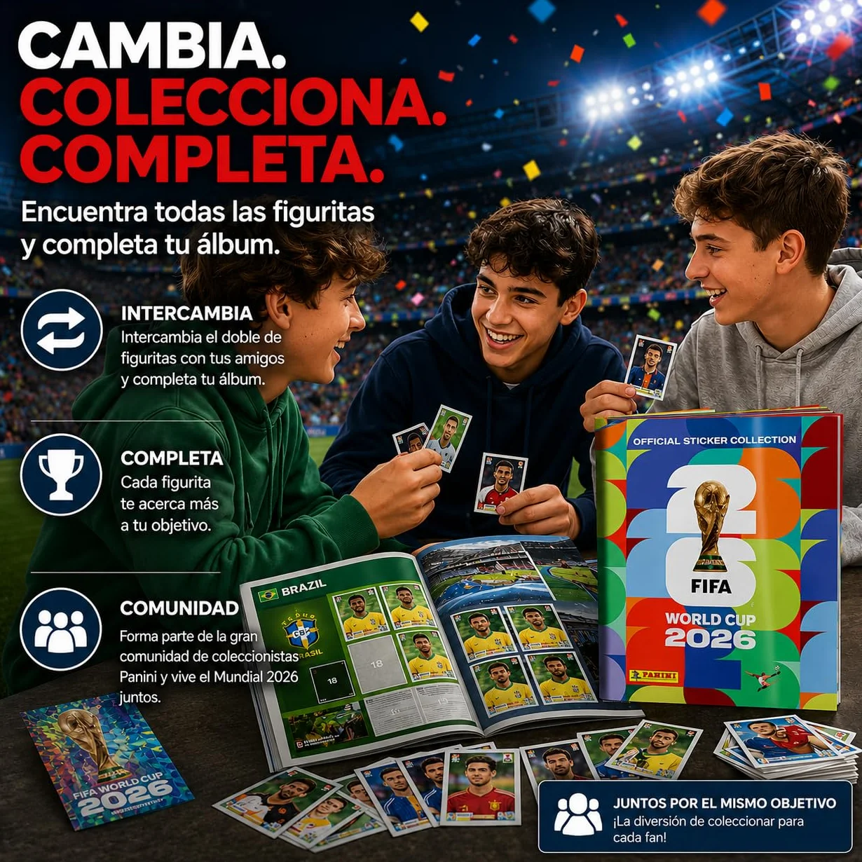 Panini Álbum de cromos coleccionable Set de inicio XXL Fan Mundial 2026 con 1 calendario de partidos extra