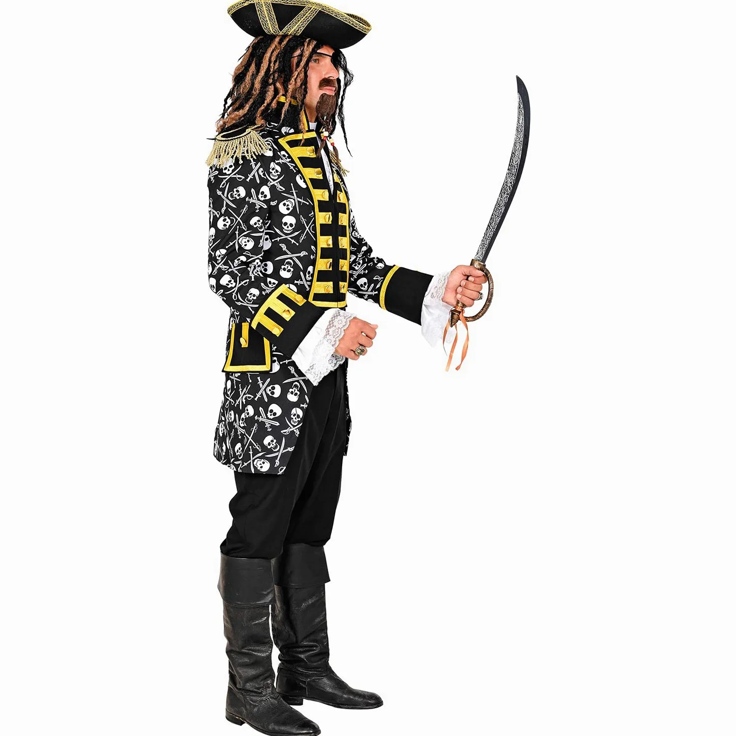 W WIDMANN MILANO Party Fashion - Traje de gala pirata para hombre | Frac estilo pirata, uniforme la guardia, complemento para disfraces de corsarios, capitanes, Carnaval y fiestas temáticas