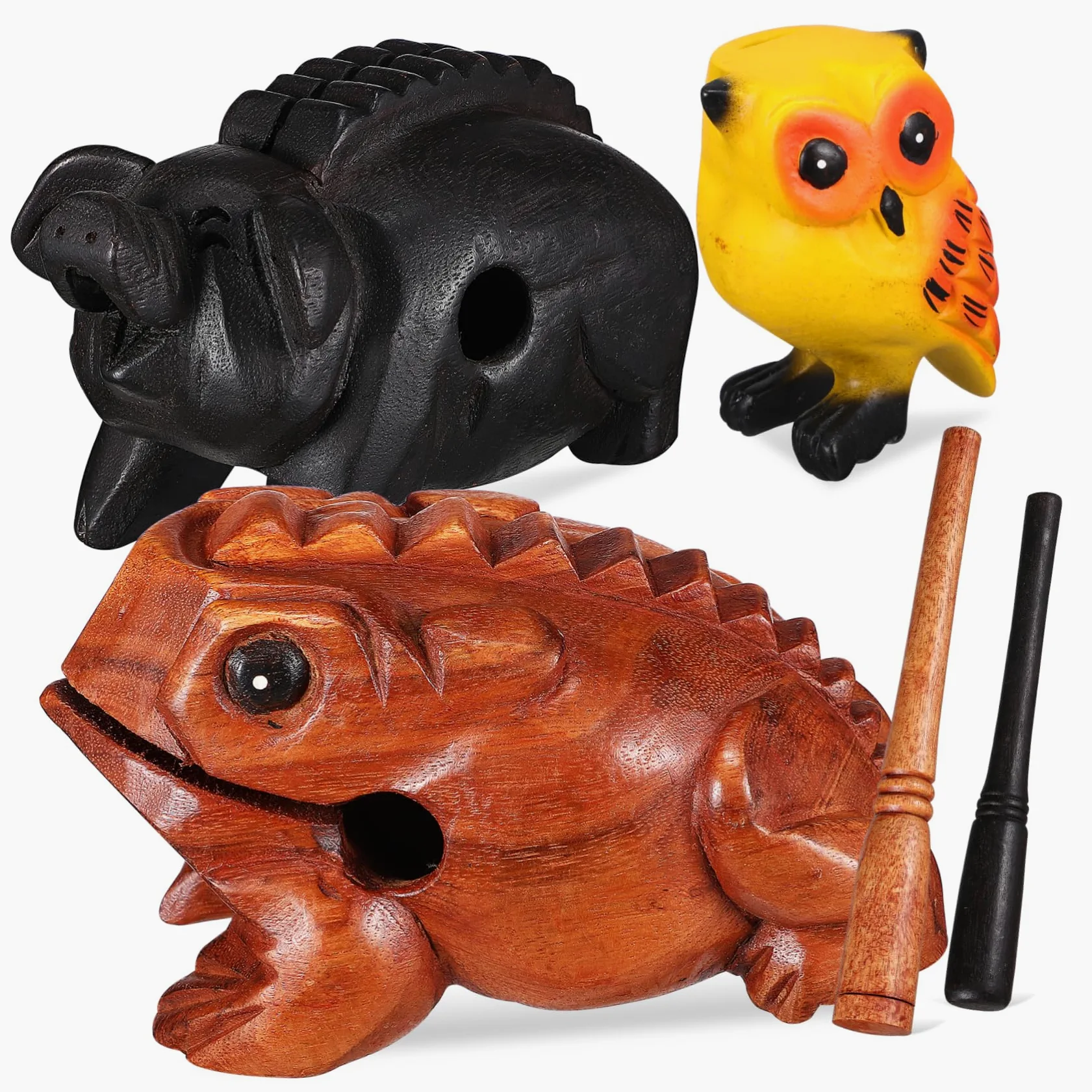 Mikinona 3pcs Animales De Sonido De Madera Decoración De Oficina Hogar Juguete Educativo Instrumento Musical
