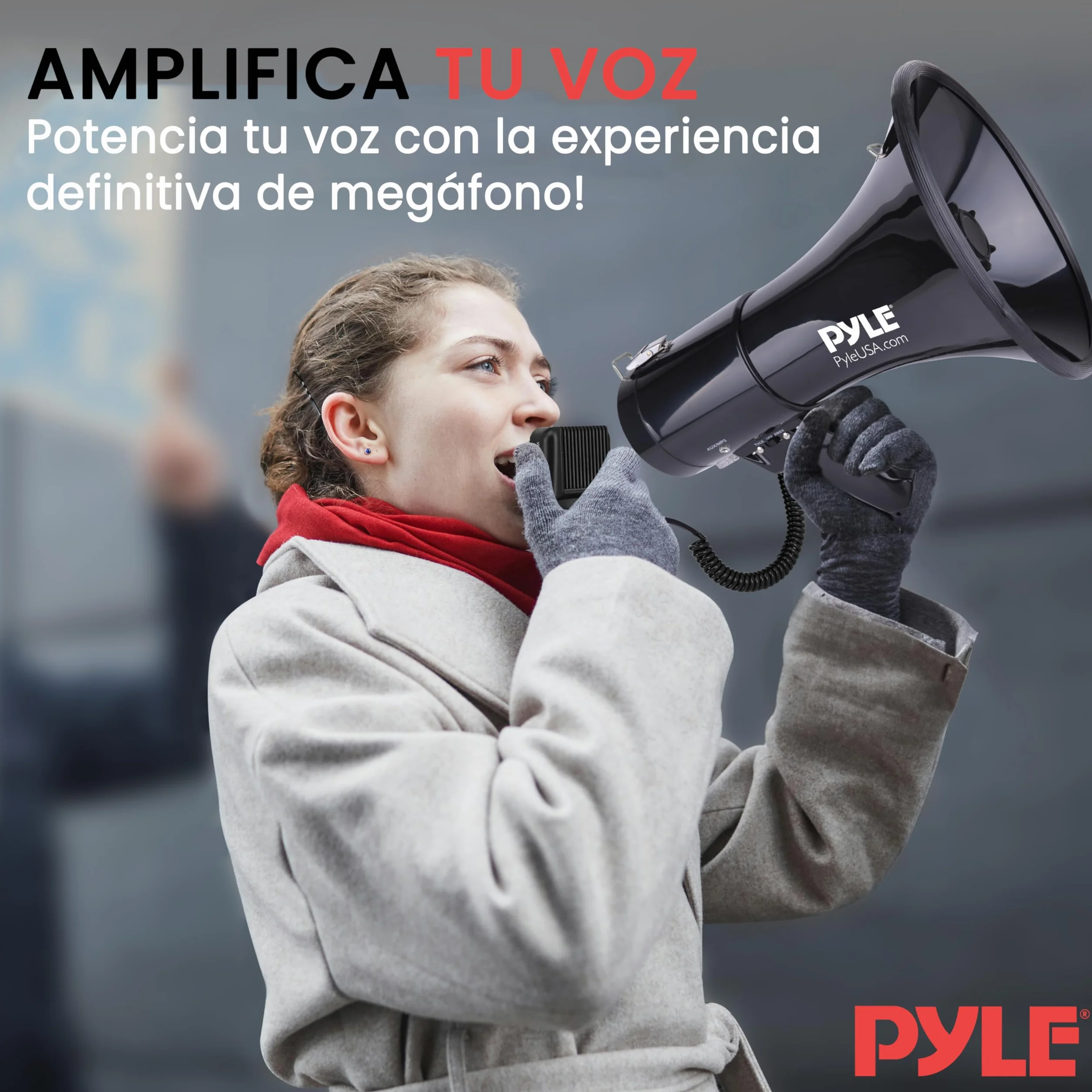 Pyle Megafono Portatil 50V Sirena Control de Volumen