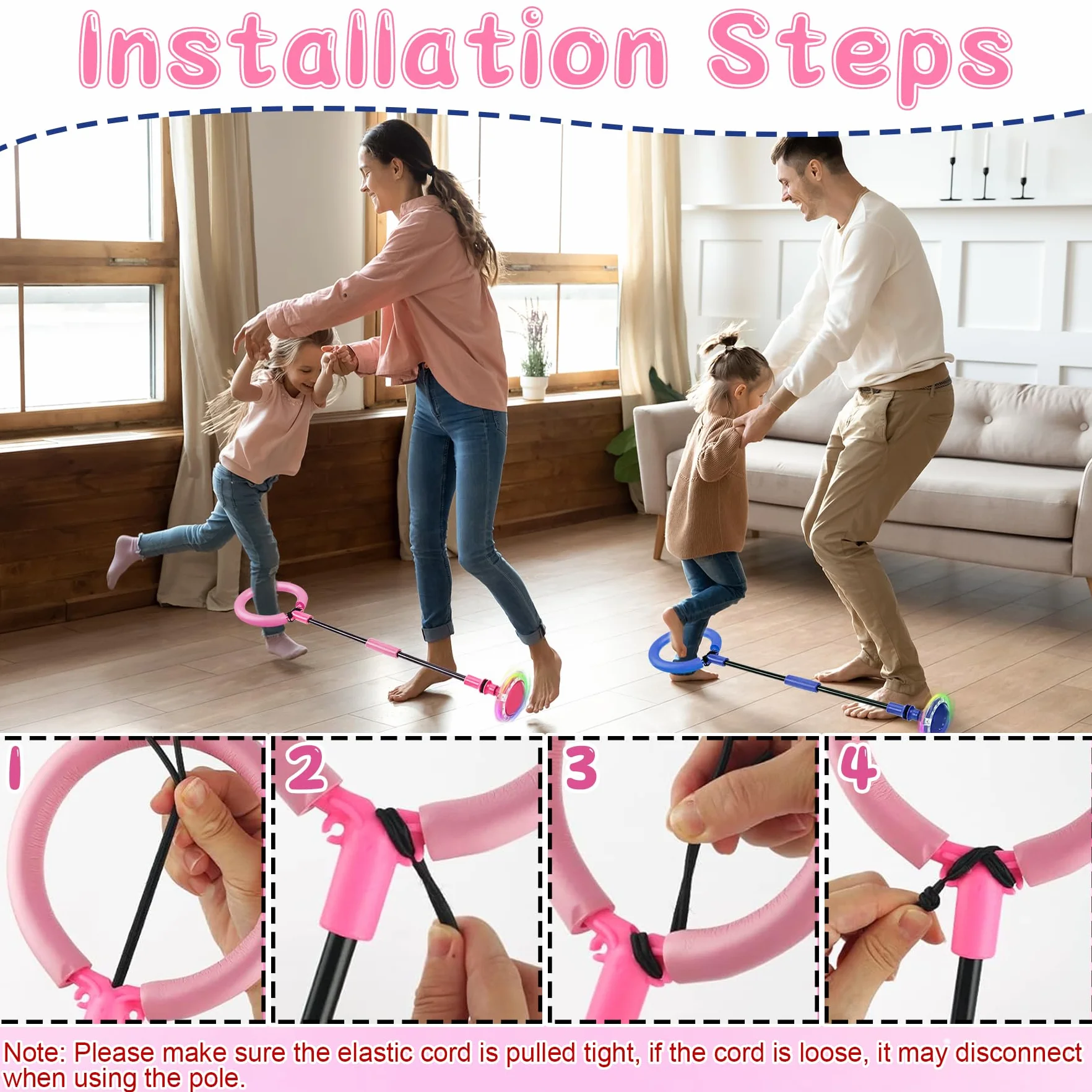 TZEKING Bola de Salto de Tobillo Intermitente Plegable Colorida con Conteo de Tiempo (Rosa)