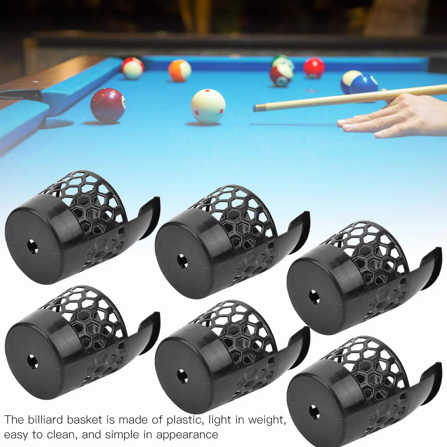 Bolsillos De Billar Redes Bolsa Resistente Negro 6 Cestas Mesa Estándar