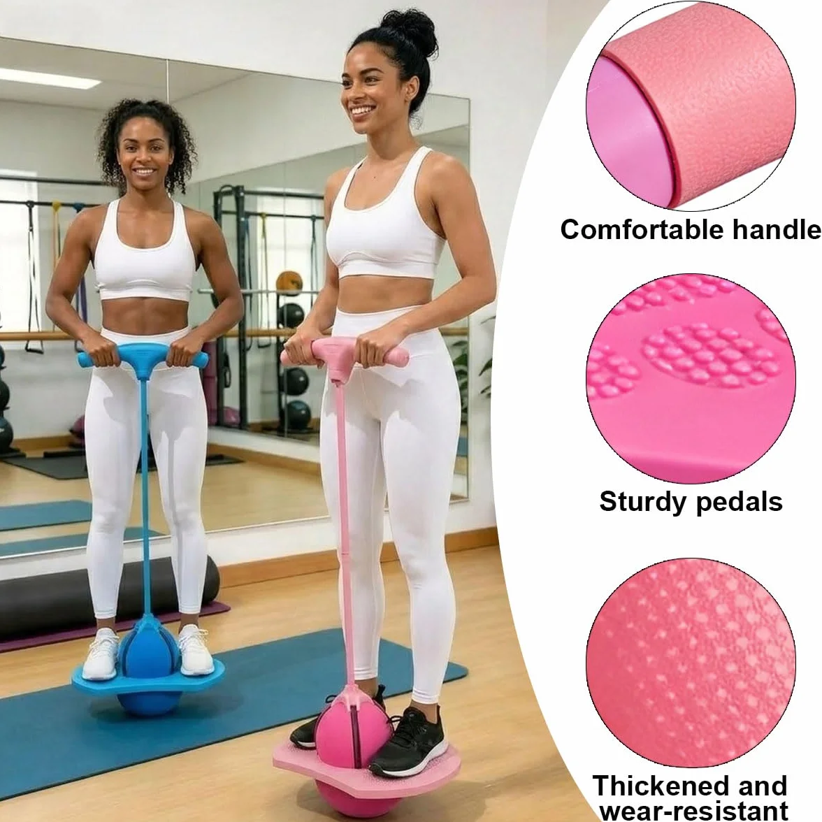 Pelota de Salto de Pogo, Pogo Balón de Salto, Pelota de Salto de Equilibrio, para Entrenar el Equilibrio, usable en salón, terraza y jardín, con Bomba (Rosa)
