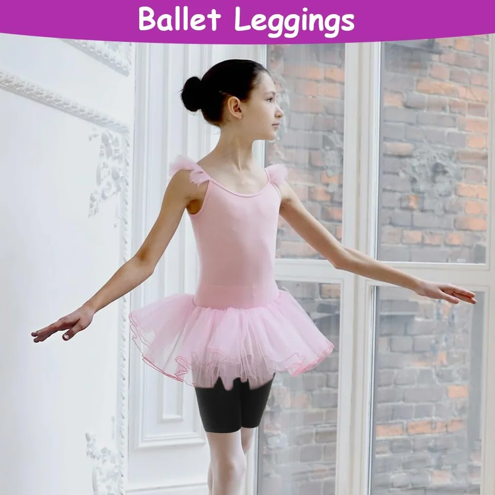 AOOWU Pantalones Corto de Danza para Niñas, 3 Piezas Ballet Shorts con Cintura Elástica 9-10 Años 140CM
