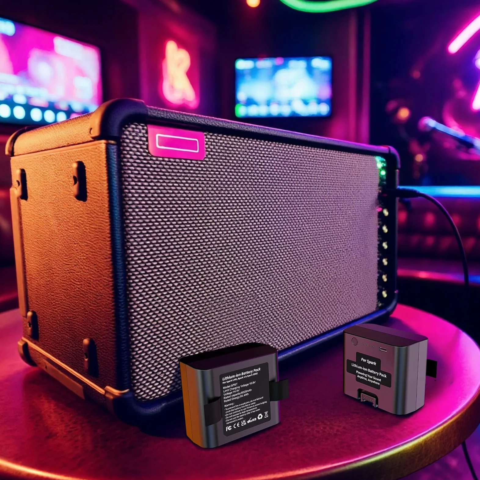 Batería de repuesto de iones de litio de 6000 mAh compatible con Spark Live, Spark 2 y Spark Edge, batería recargable que prolonga el tiempo de fiesta, 86,4 Wh