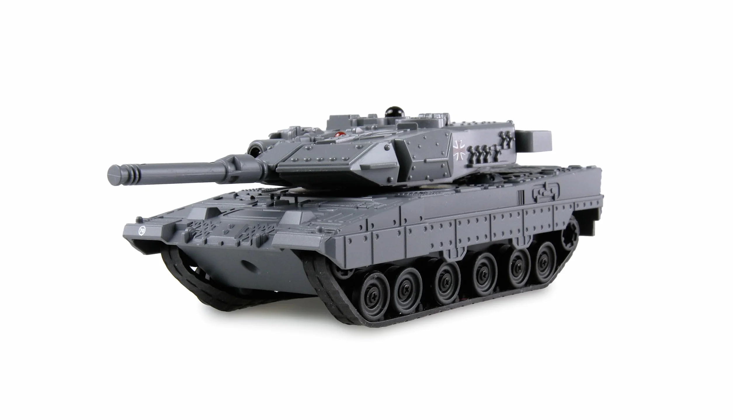 Amewi RC Leopard II - Minitanque con función de batería por Infrarrojos (Mando a Distancia, 1:72, niños a Partir de 8 años), Color Gris