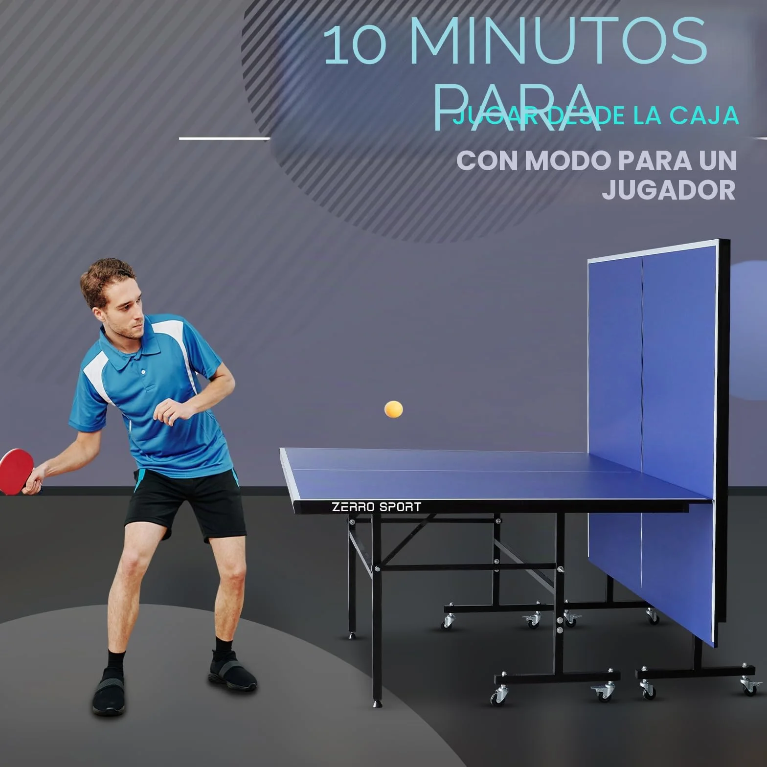 ZERRO Mesa de Ping Pong Plegable 274x152,5x76 cm MDF 15 mm Tamaño Estándar Internacional con Red