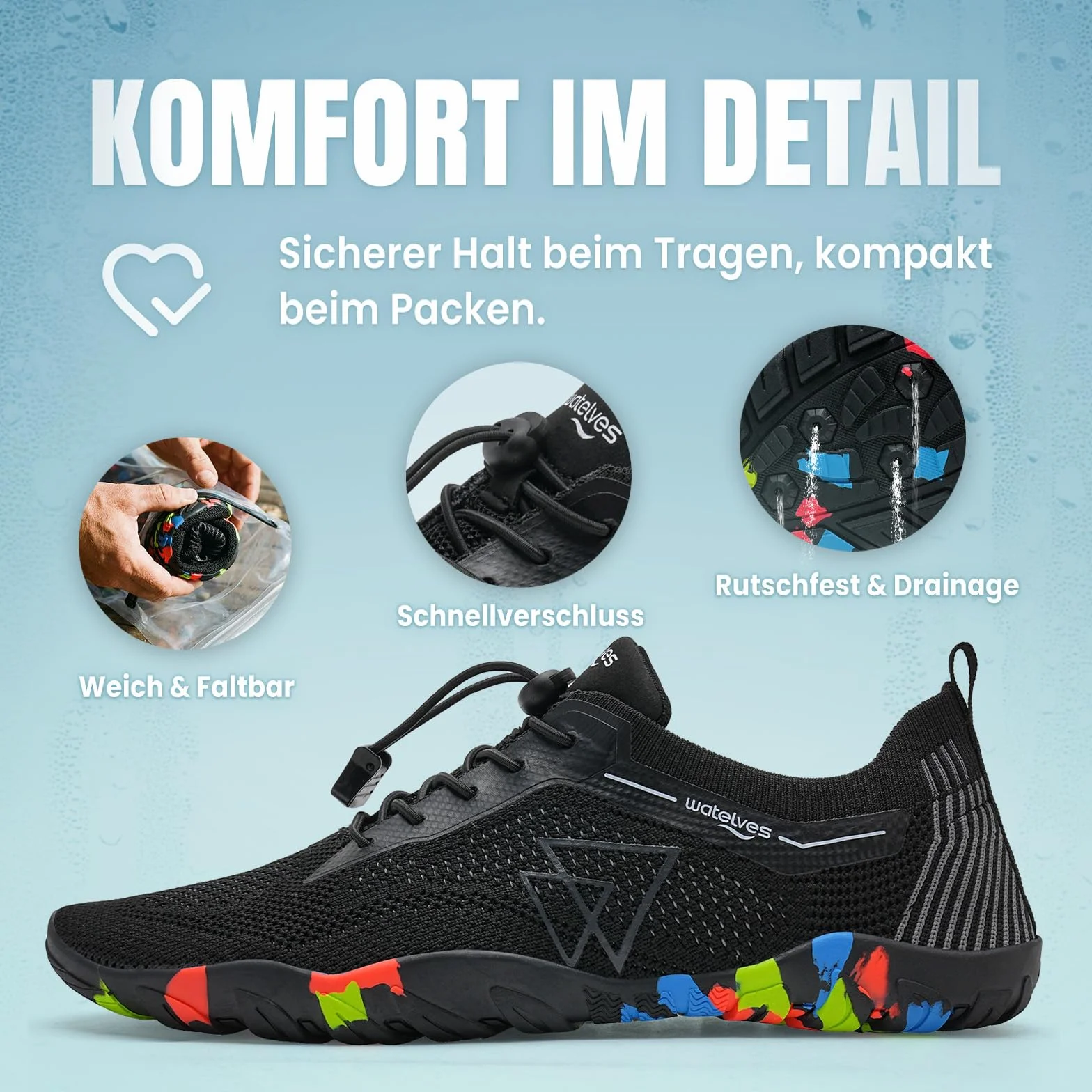 WateLves Zapatos de Agua Secado Rápido Antideslizante Playa Buceo Surf Deportes Acuáticos Senderismo Yoga Tallas 36-48
