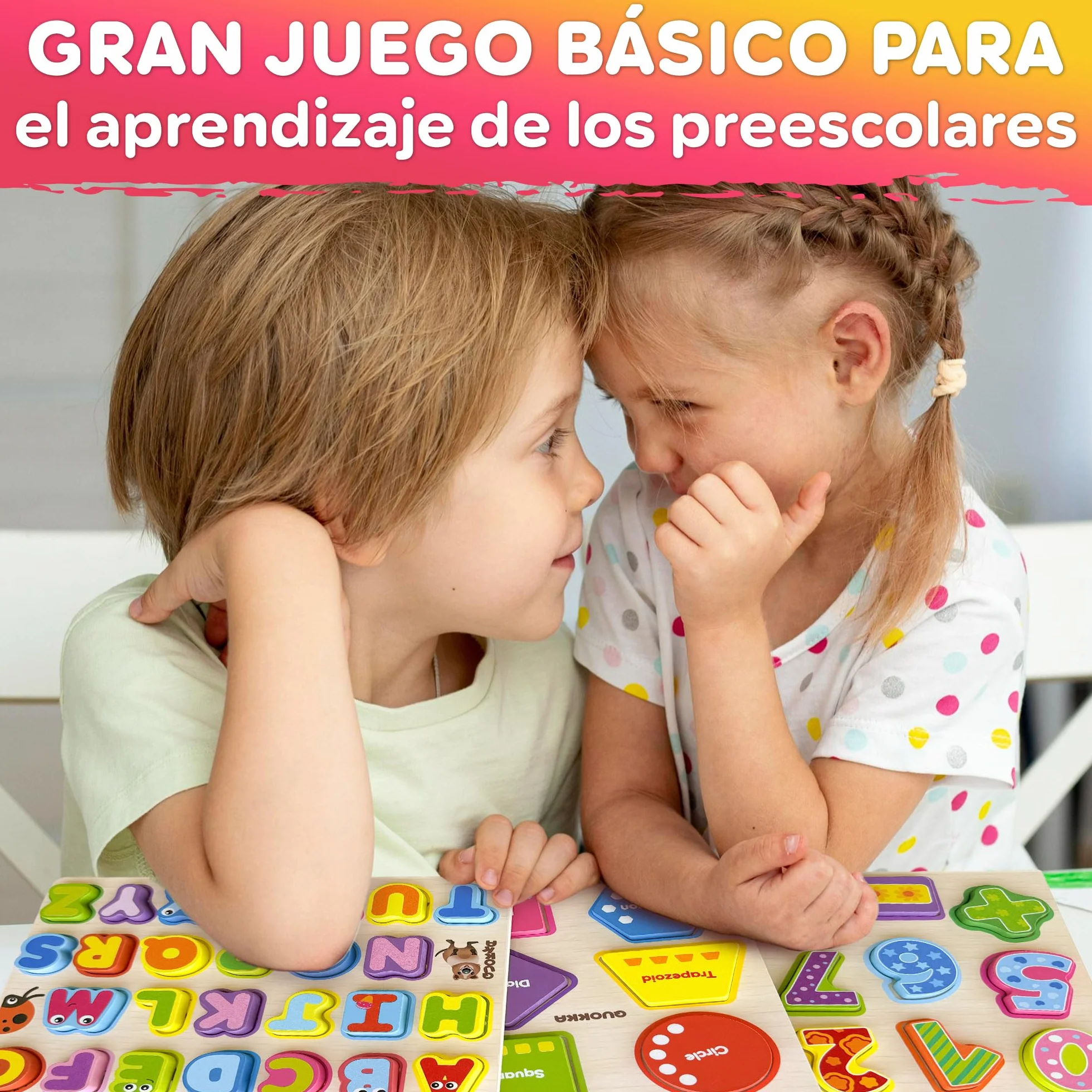 QUOKKA Puzzle Madera Niños 1 2 Años – 3 Juego de Letras 3 4 Años - Grueso Montessori Puzzle Numeros Alfabeto y Formas para Bebe 18 Meses - Juegos Didácticos para Niños y Niñas de 2 a 5