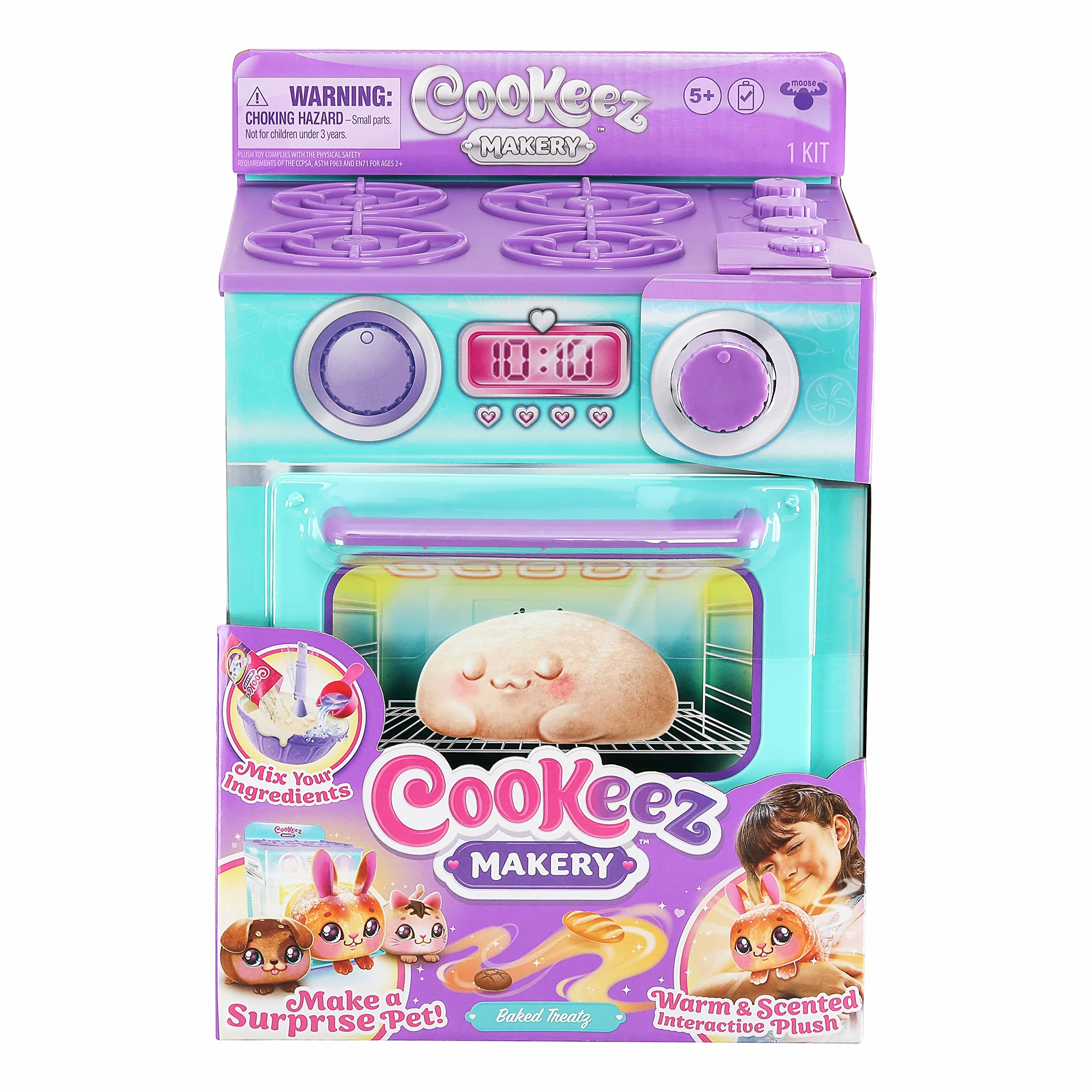 Horno de Cookeez Makery. Horno y Baked Treatz. ¡Mezcla y CREA a tu Mejor Amigo! Mete la Masa en el Horno y se transformará en un Peluche Interactivo, calentito y perfumado. ¿Qué Peluche crearás?
