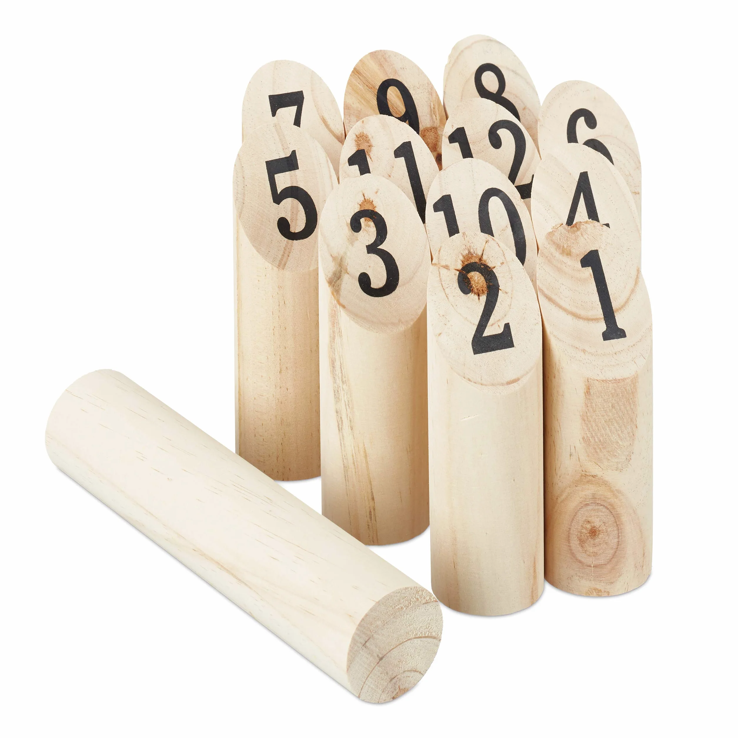 Relaxdays Kubb Viking Game, Juego de Lanzamiento finlandés, Madera Natural, Juego al Aire Libre, Adultos y niños