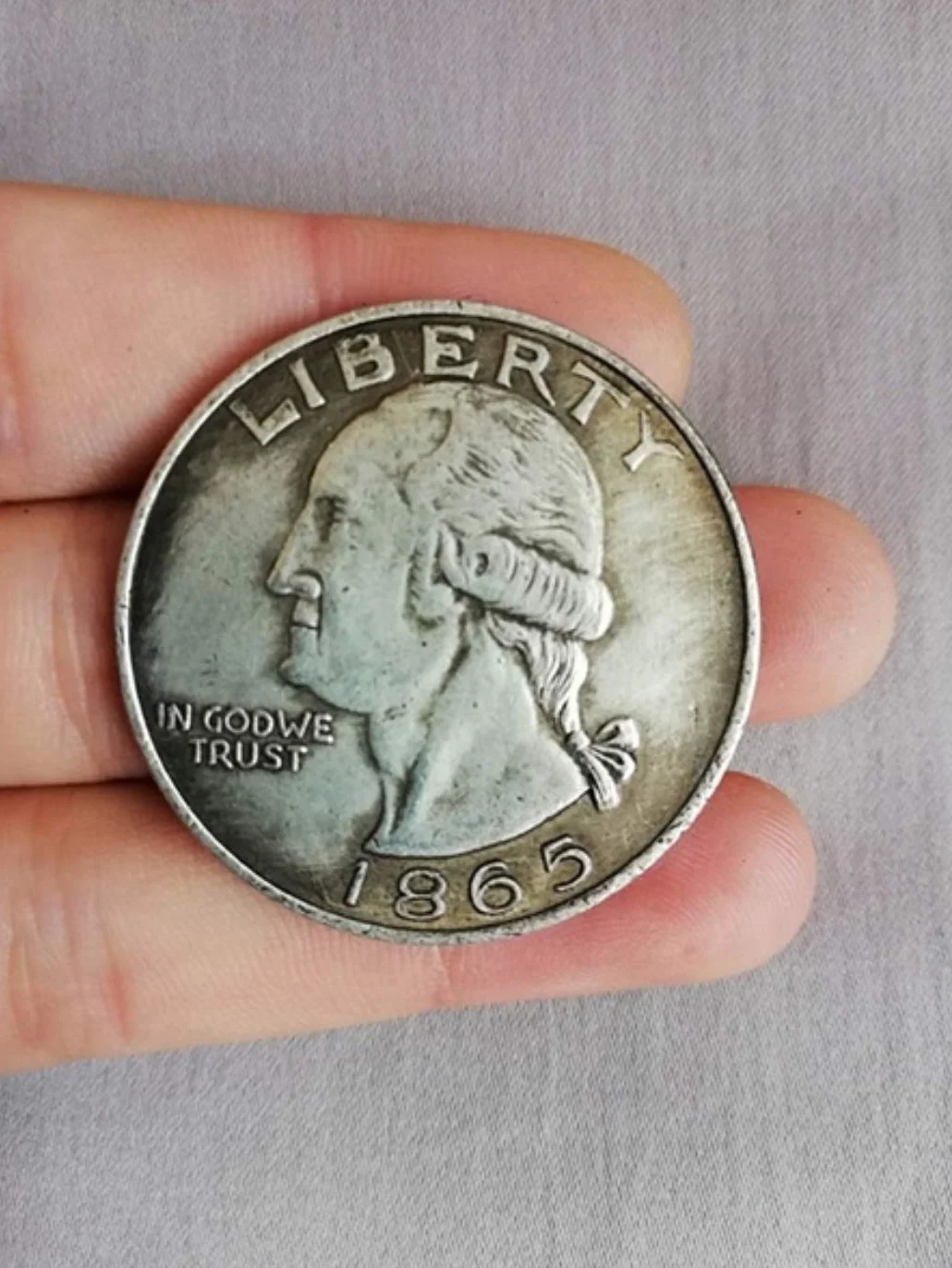 Moneda antigua de un dólar estadounidense, 1865, de plata