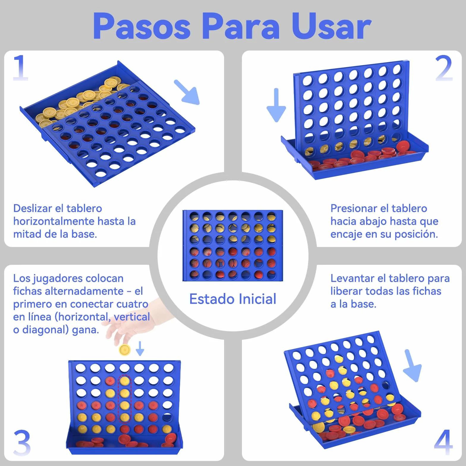 Pup Go 4 en Raya Estándar para Niños de 3 Años+, Juego de Mesa Clásico y Familiar, Juguete Estrategia Educativo, Tablero Plegable con 6 Discos de Repuesto