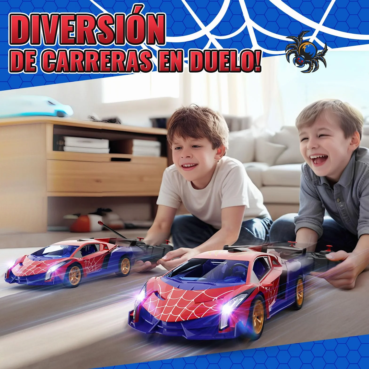 Coche Teledirigido Ojos Araña Luminosos & Diseño Telaraña, Coche Rc Drift Car 1:18, Juguetes Niños 3 4 5 6 7 8 9 10 11 12 Años Regalo para Niño de 3-12 Años Juegos Niños 3-12 Años Cumpleaños Navidad