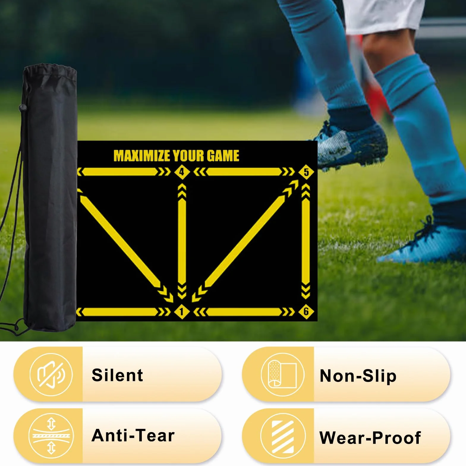 Soccer Training Mat XL 90x60cm for Dribble Ball Control Footwork
