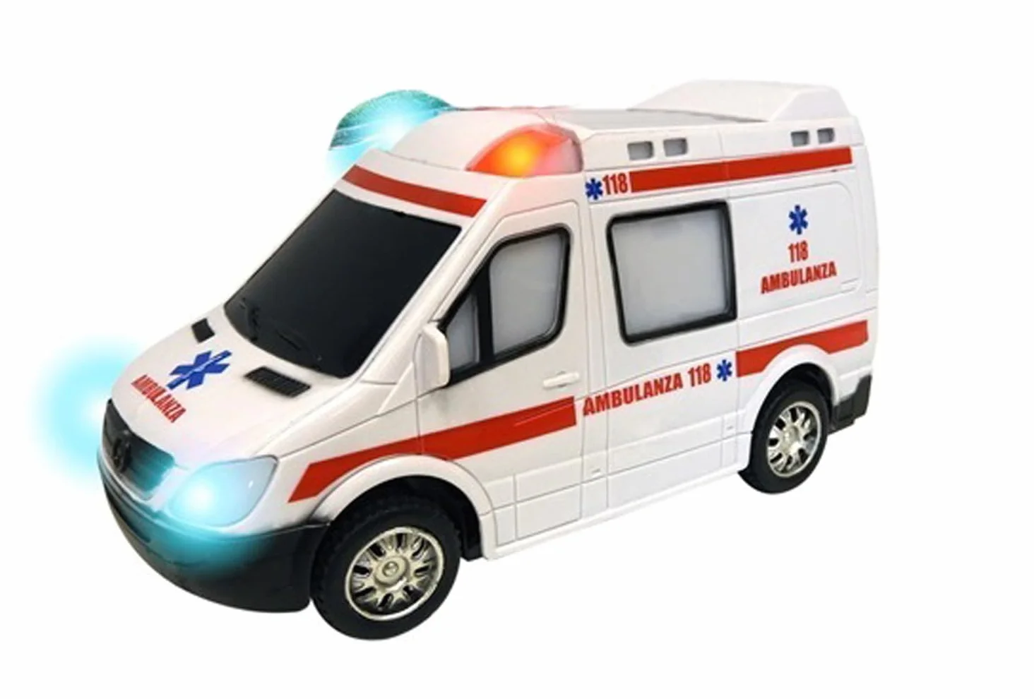 Ambulancia Juguete con Luces y Sonidos y Movimiento Misterio Bump & Go Ambulancia de Primeros Auxilios con Luces Sonidos, Ambulancia para niños, con Movimiento de Sirenas