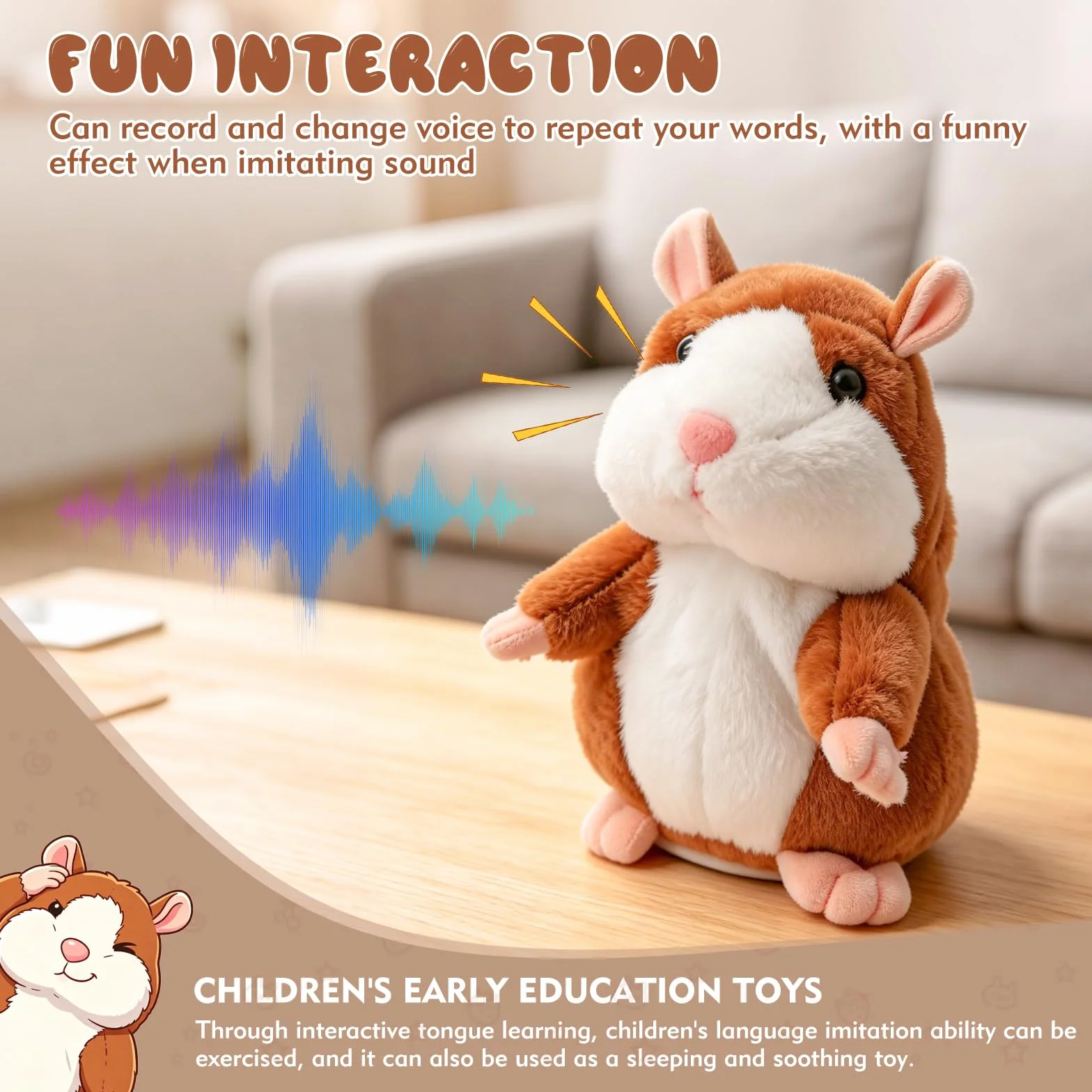 TaimeiMao Hámster Parlante,Hámster Hablando,Hamster Juguete Parlante,hámster Parlante de Peluche,hámsters Interactivo,Interactivo Juguetes de Felpa, Cumpleaños