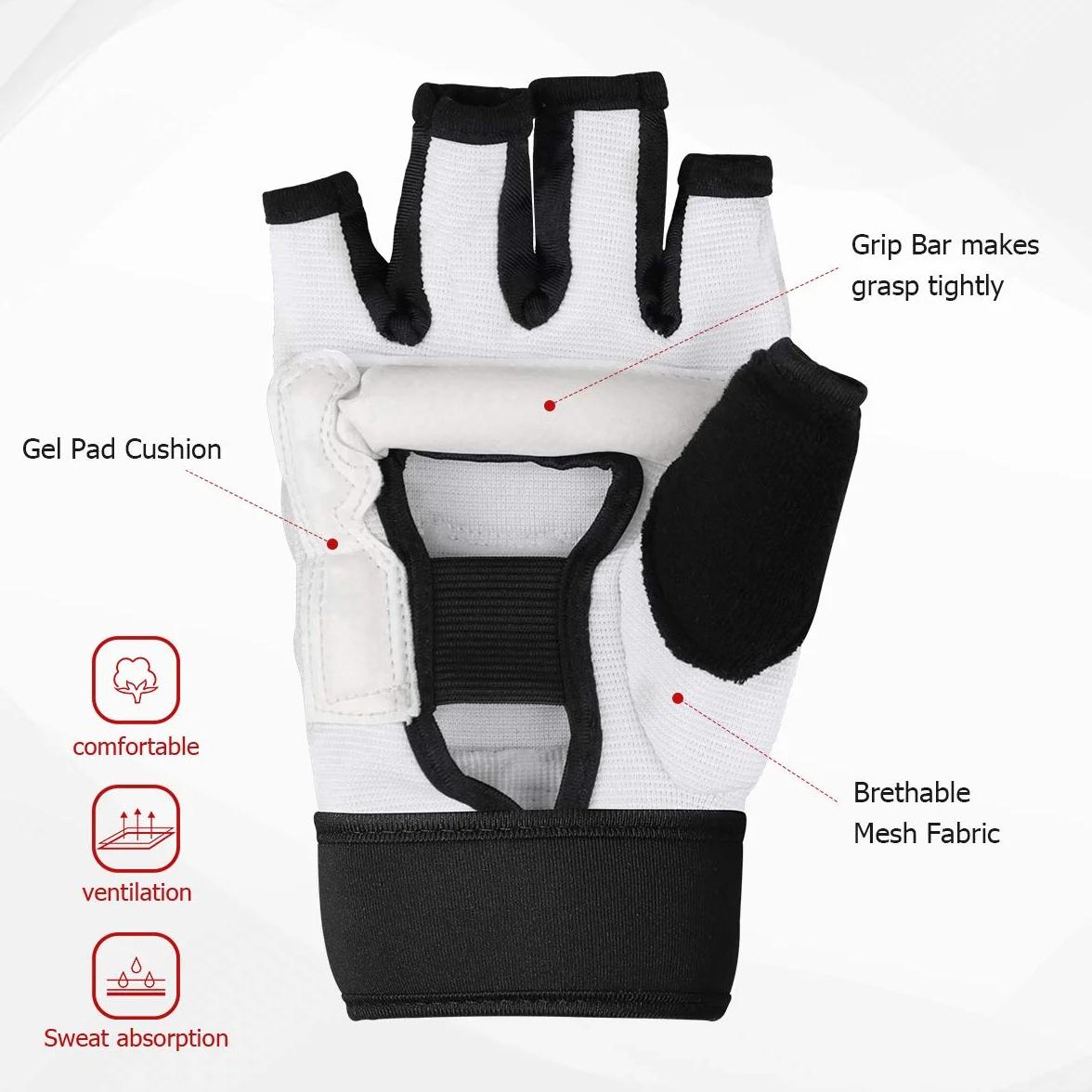 LangRay Guantes MMA Cuero Grappling Sin Dedos Acolchado UFC Alta Estabilidad Muñeca Artes Marciales