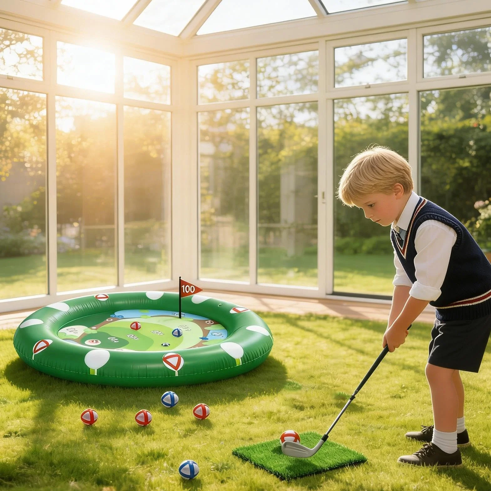 Juego De Golf para Piscina Flotante - Objetivo De Agua Inflable De 47 Pulgadas con Pelotas De Golf | De Vacaciones De Verano para Niños, Adolescentes Y Adultos | Patio Trasero Duradero De Las