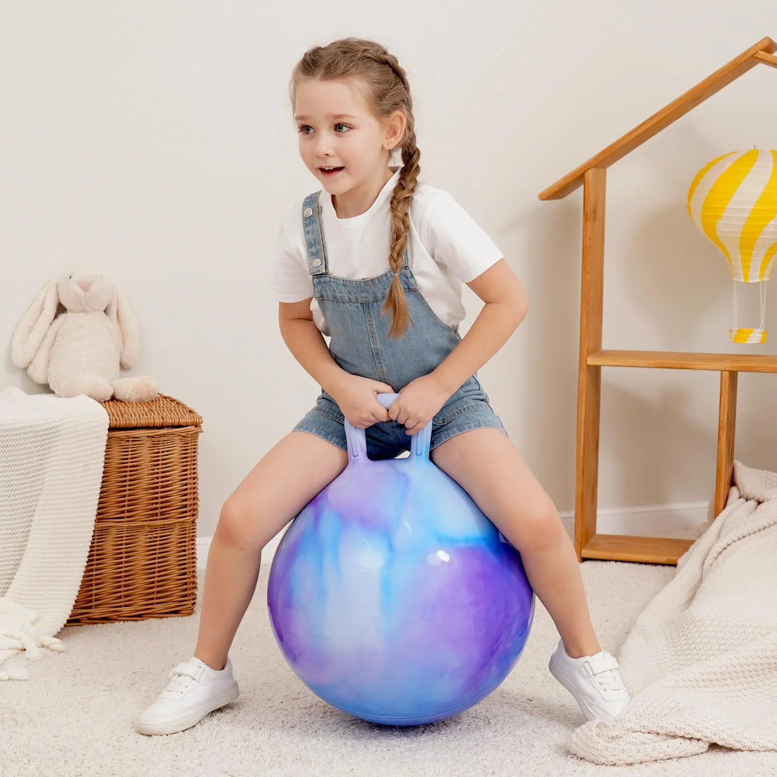 INPODAK Pelotas Saltarinas para Niños,Bola Hopper de 22 Pulgadas,Pelota Saltarina con Asa,Pelotas Saltarinas Inflables,Space Hopper para Niños de 7 a 12 Años,Juguetes Saltarines para Ninos