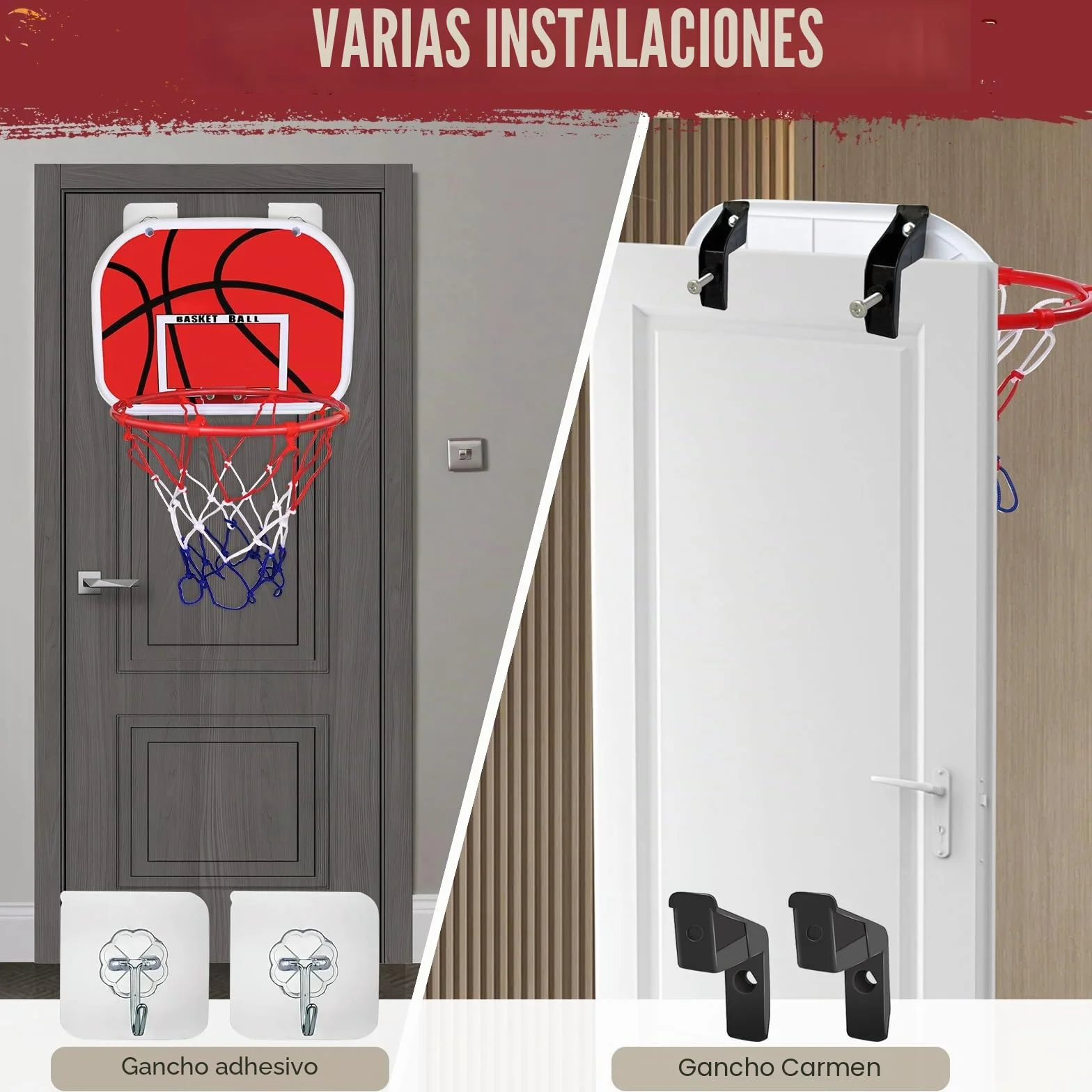 Canasta Baloncesto Infantil, Mini Aro de Baloncesto con 2 Pelotas de Daloncesto y Bomba, Tablero de Basket para Colgar, Sala de Accesorios, Mini Juguetes Deportivos