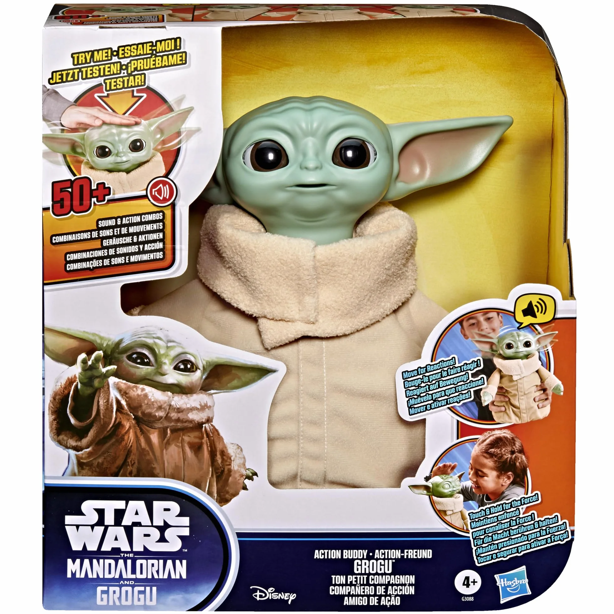 Star Wars, Grogu Compañero de acción, Peluche animatrónico Interactivo de 25 cm, The Mandalorian & Grogu, Juguetes para niños y niñas a Partir de 4 años