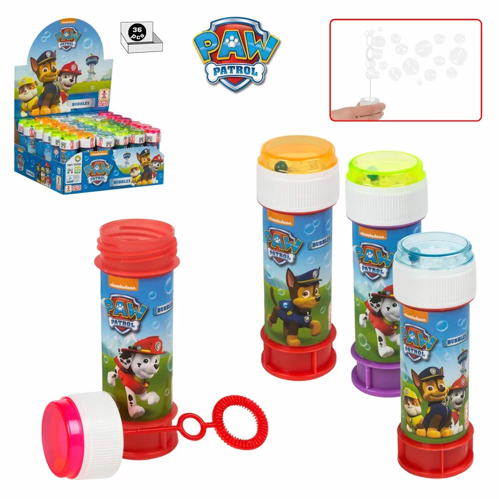 COLORBABY Paw Patrol, Pompero con Laberinto, Licencia Oficial, Pack 36 uds, 60 ml, Pompas de jabón, Juego Burbujas, Pomperos para niños cumpleaños, +3 años (76865)