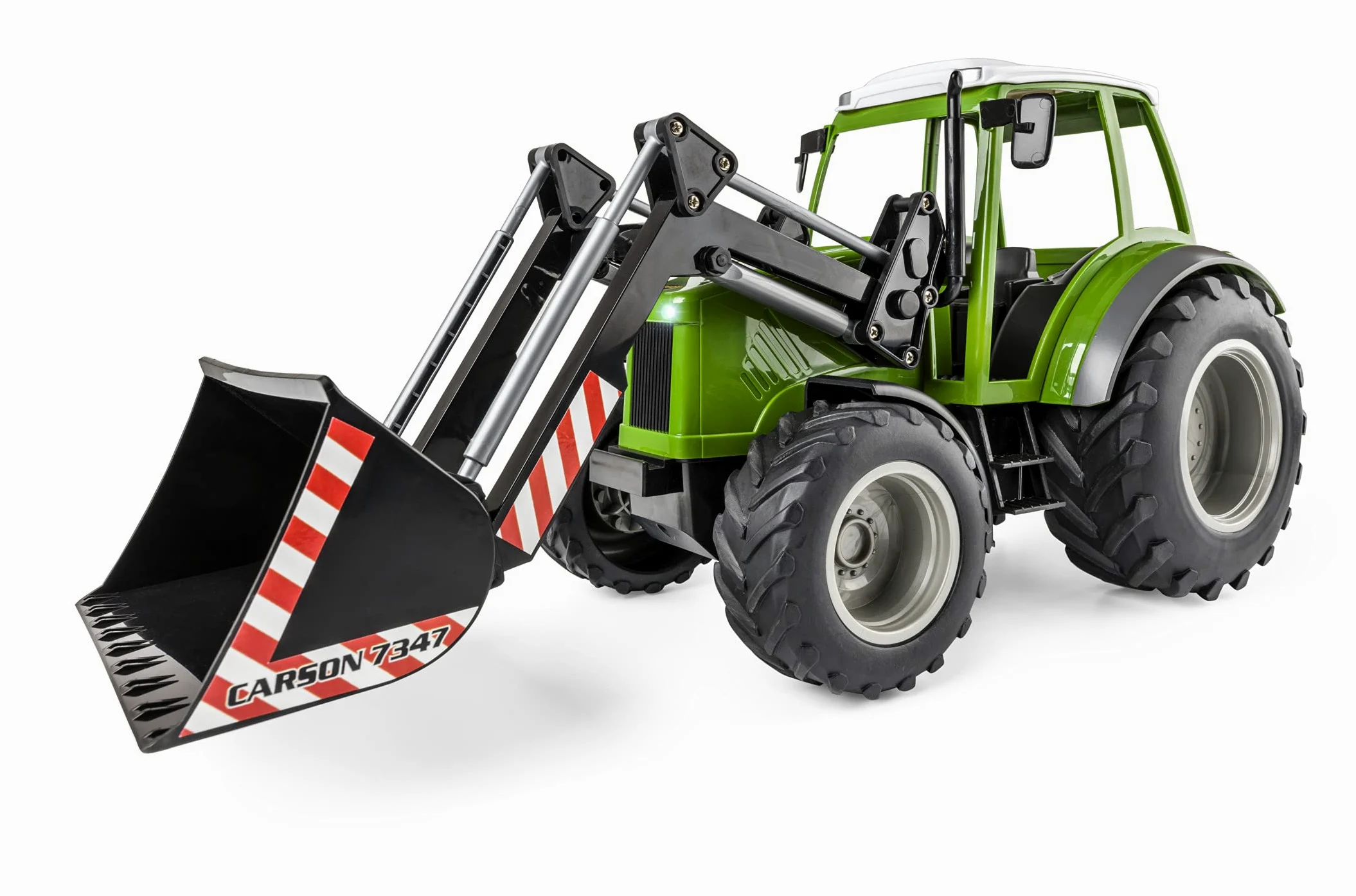 Carson 500907347 Tractor RC con Cargador Frontal 1:16 - Vehículo teledirigido, vehículo agrícola para niños a Partir de 8 años, Apto para Uso en Exteriores, Pilas y Mando a Distancia incluidos
