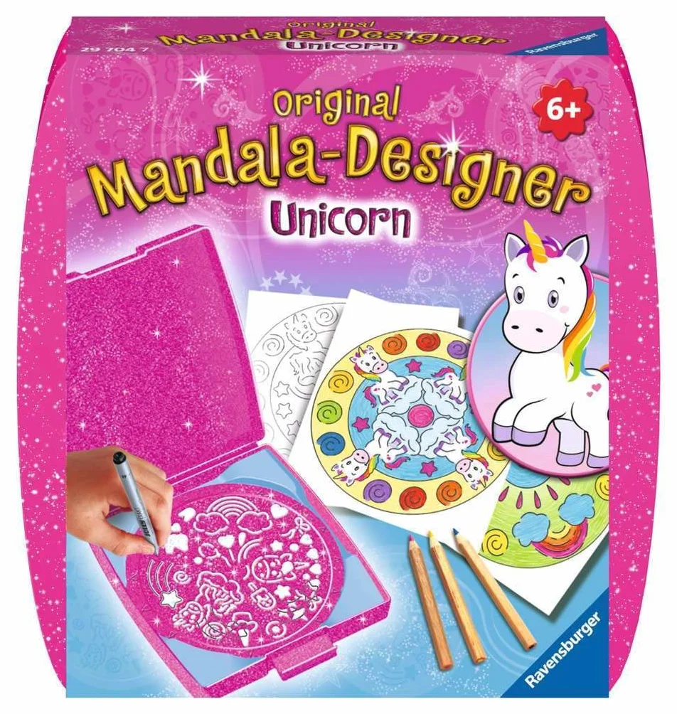Ravensburger- Mini Mandala Designer Unicorn, Manualidades y Pintura, Color Blanco (29704)