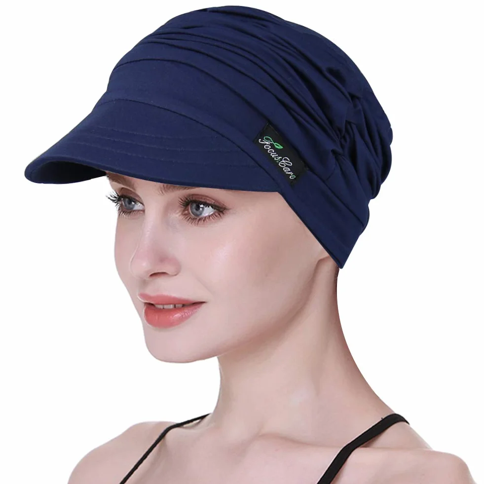 Gorra suave de bambú tipo turbante para mujer para caída del cabello en quimioterapia