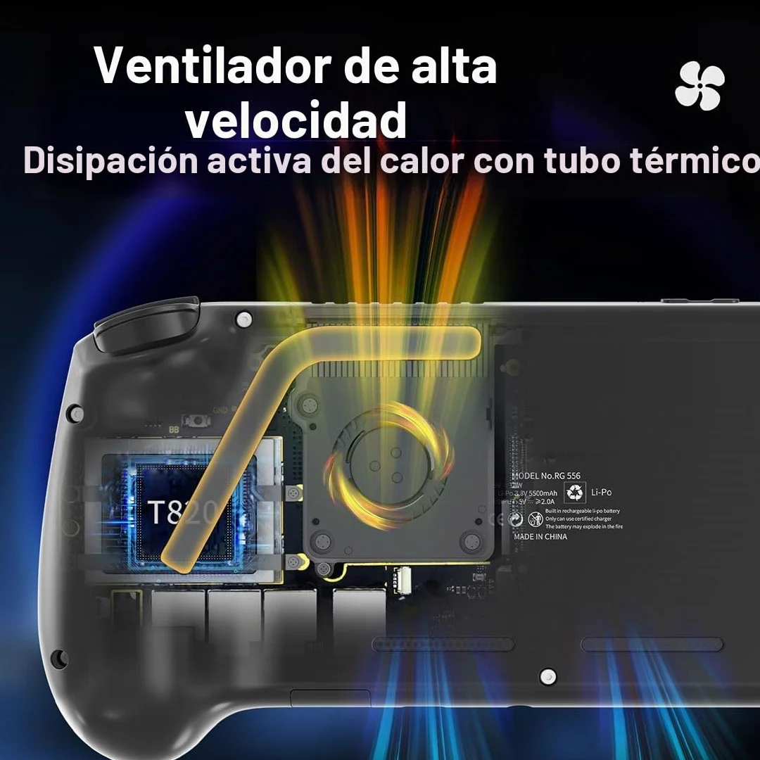 RG556 - Consola de juegos de mano retro Android de 5.48 pulgadas, consola de juegos retro portátil, sin juegos en tarjeta, color negro
