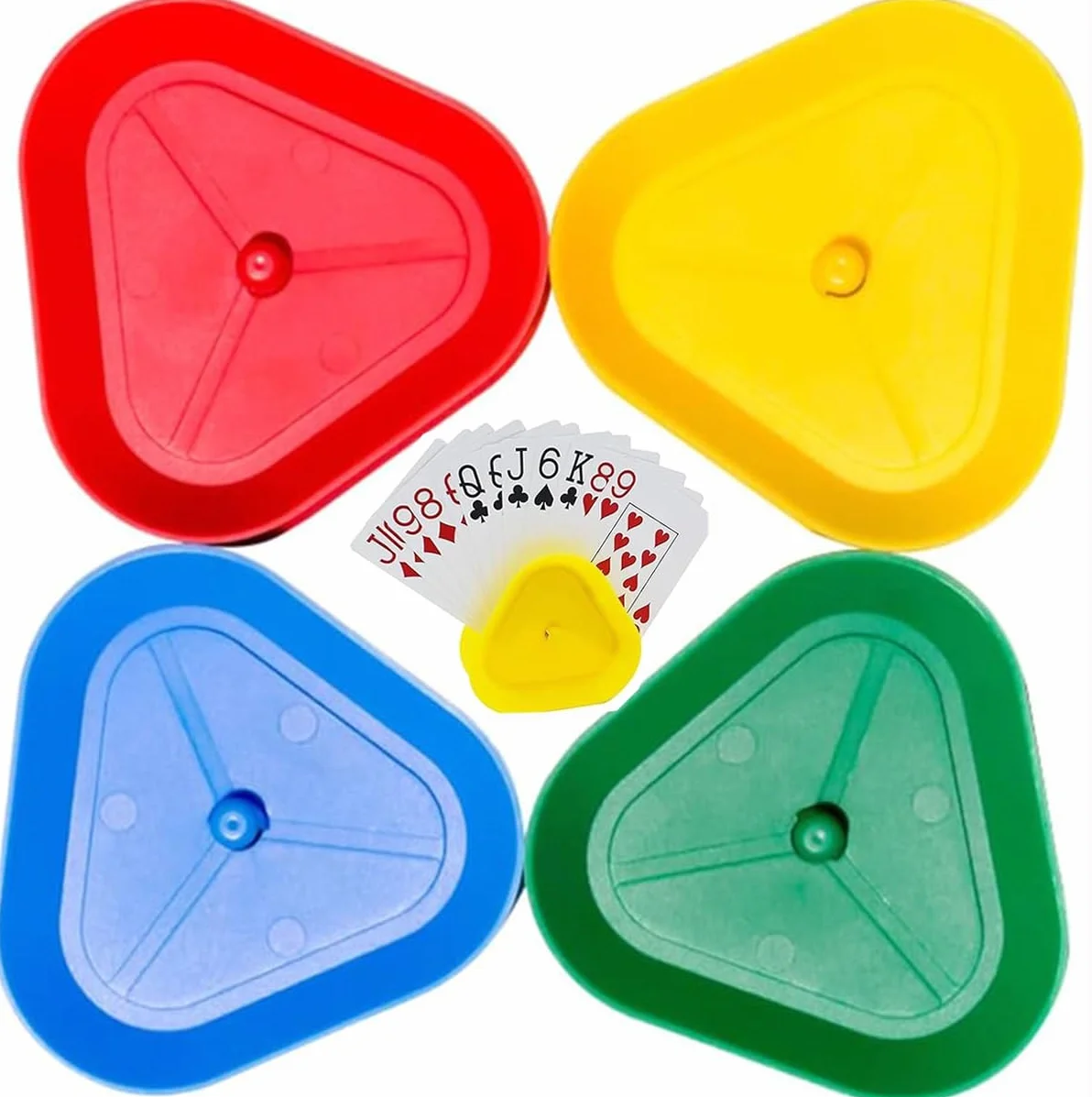Juego de Cartas Titular,4 PCS Soporte Juego Cartas Póquer Mano pequeña Soporte póquer de Juego Triángulo de Cartas Puesto Póquer Estante Soporte para Tarjetas Juego de Mesa