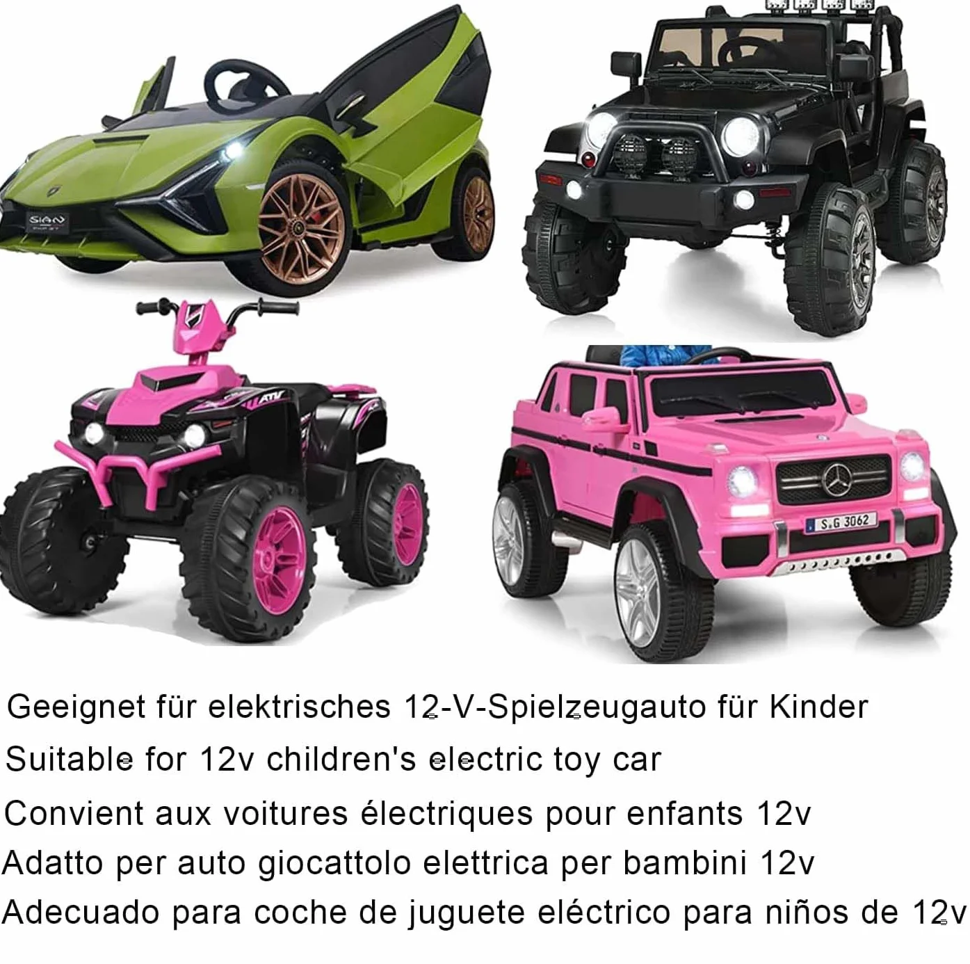 Cargador de 12 V para coche eléctrico infantil, cargador 12 V 1 A Ride on Toys Una variedad de vehículos eléctrico