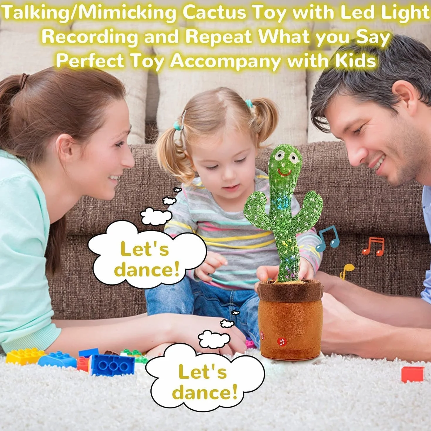 Cactus Bailarín | Interactivo Que Baila y Habla en Español | Peluche con Luces y Música Que Repite tu Voz | Regalo Original para Cumpleaños de Niños
