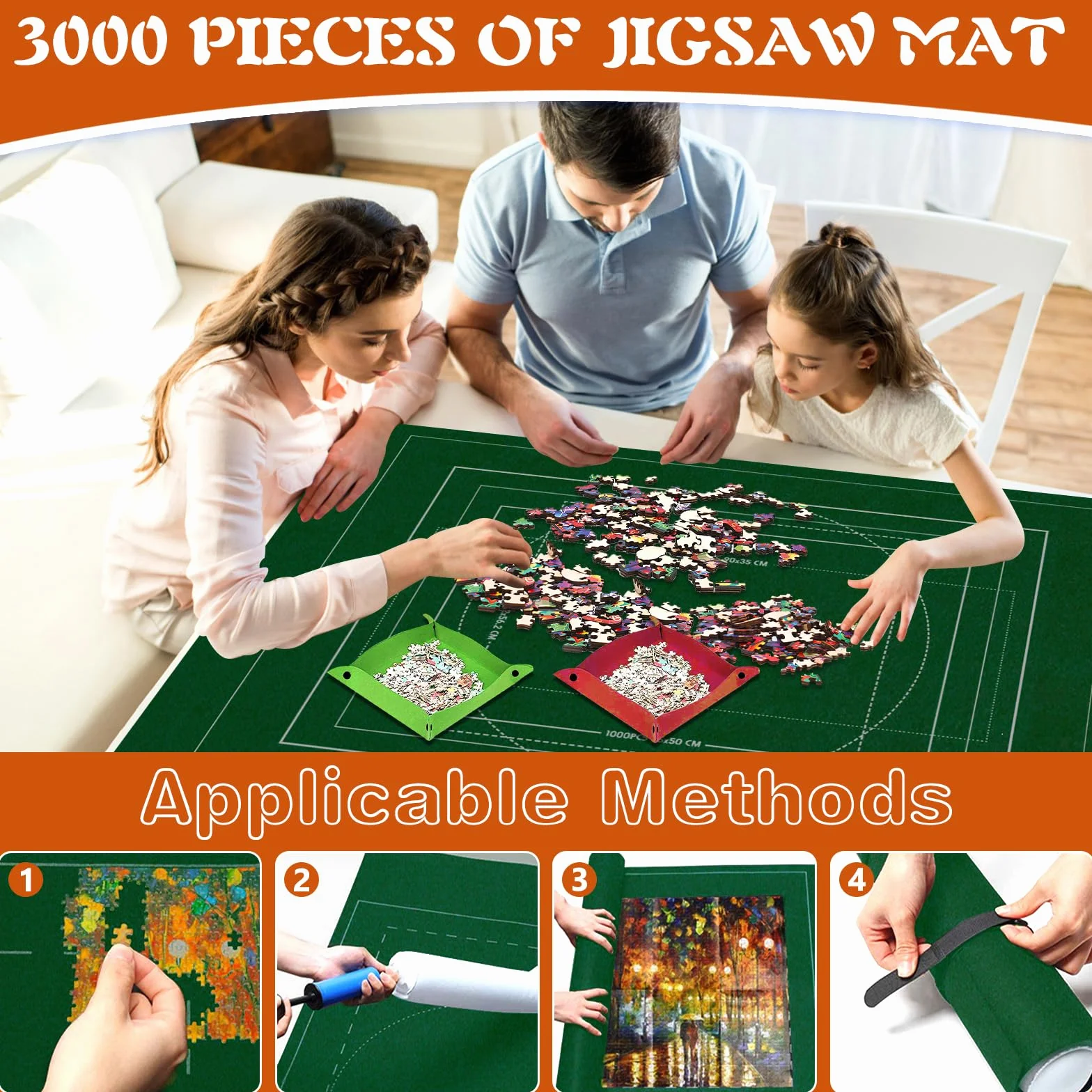 MOYKSRR Tapete Puzzle, Tapete para Enrollar Puzzles para 1000 1500 2000 3000 Piezas, Estera de Rompecabezas Portátil, Puzzle-Mat Roll Up Puzzle-Pad, Accesorios para Puzzles