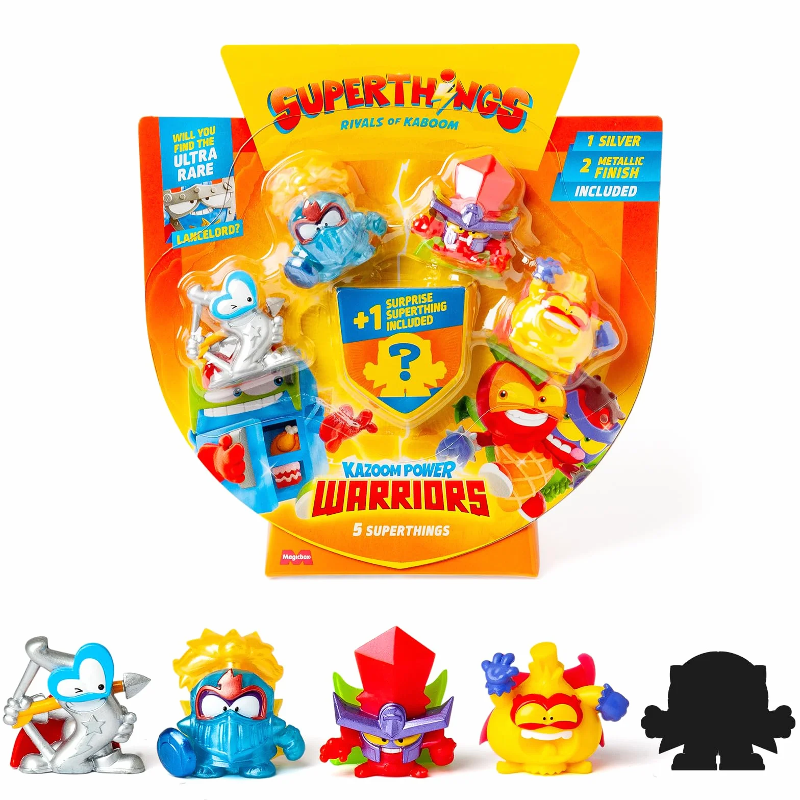 SUPERTHINGS KAZOOM Power Warriors Pack de 5 Figuras Sorpresa y Capitán Plateado