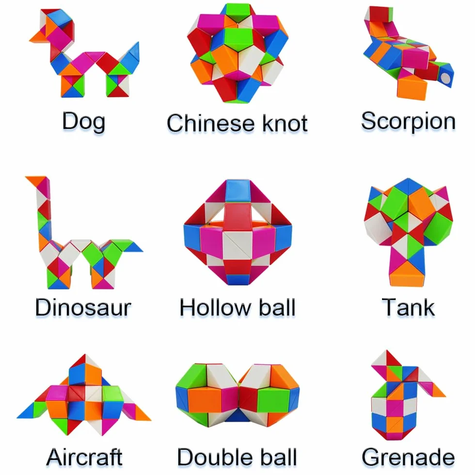 Serpiente mágica 48 Secciones-Regalos cumpleaños niños Colegio-Magic Snake Cube-Serpiente Juguete Mágica-Fidget Toys-Juguetes educativos antiestrés(Multicolores*1)
