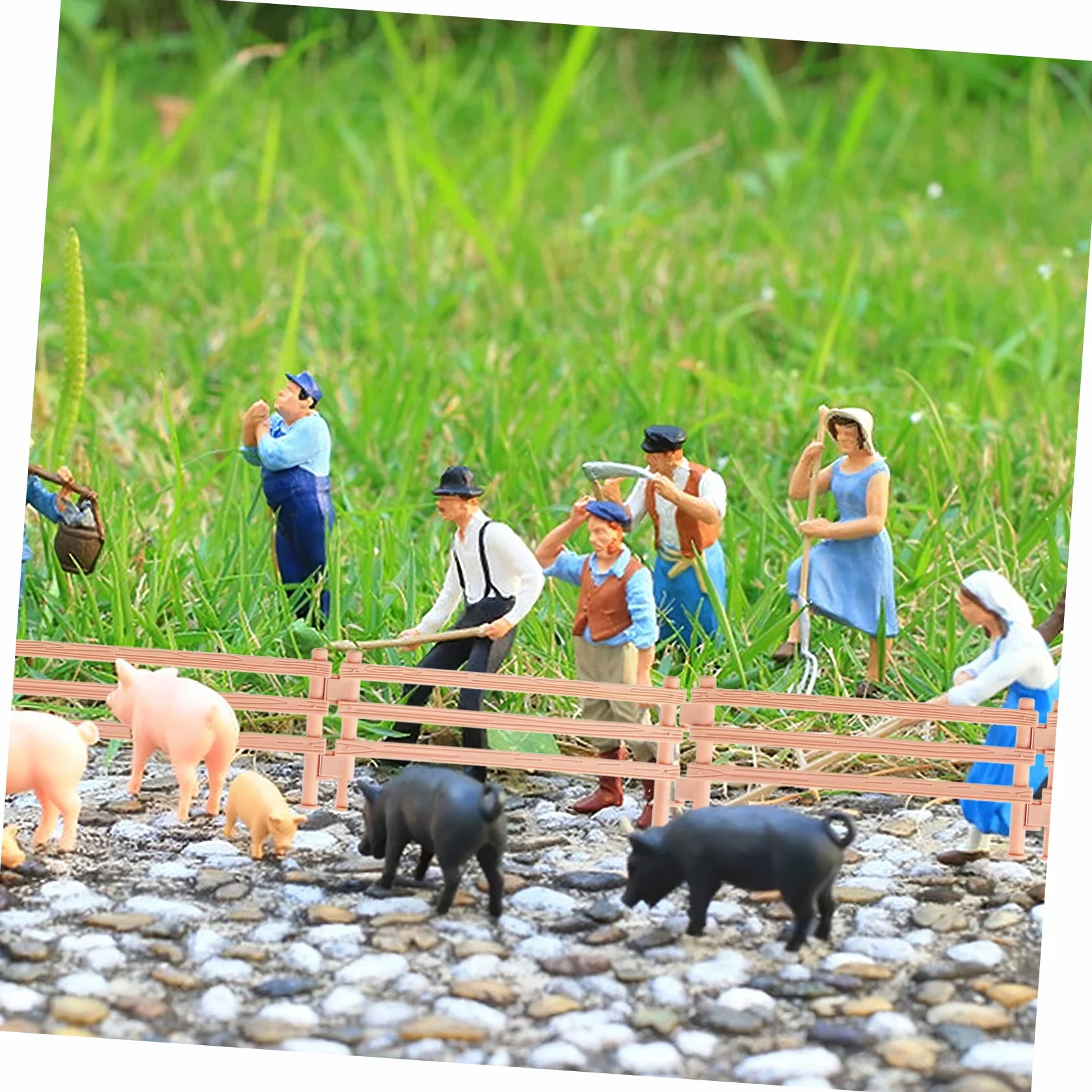 ibasenice Vallas De Juguete para Granja 50 Piezas Beige para Niños Set De Paneles Puntales para Establo y Figuras Animales Juego Creativo y Educativo