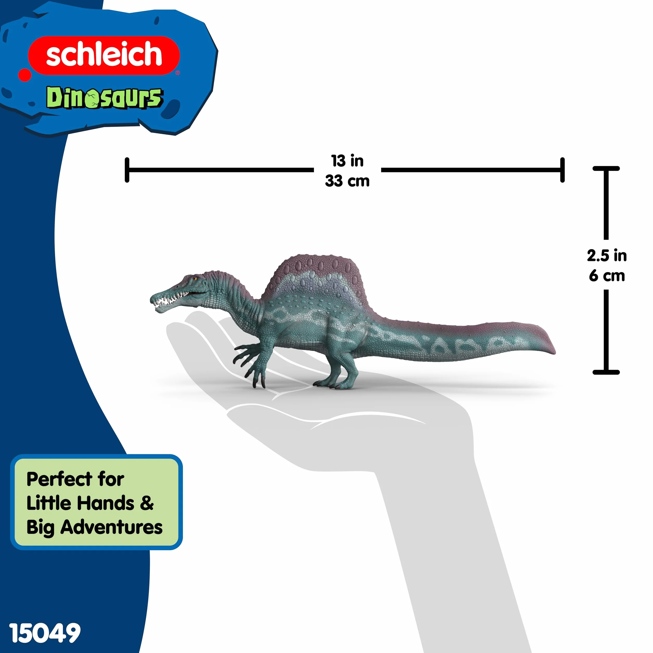 Schleich Dinosaurs Spinosaurus 15049 Juguete Dinosaurio Detallado Mandíbula Móvil Coleccionable 33 x 12 x 6 cm