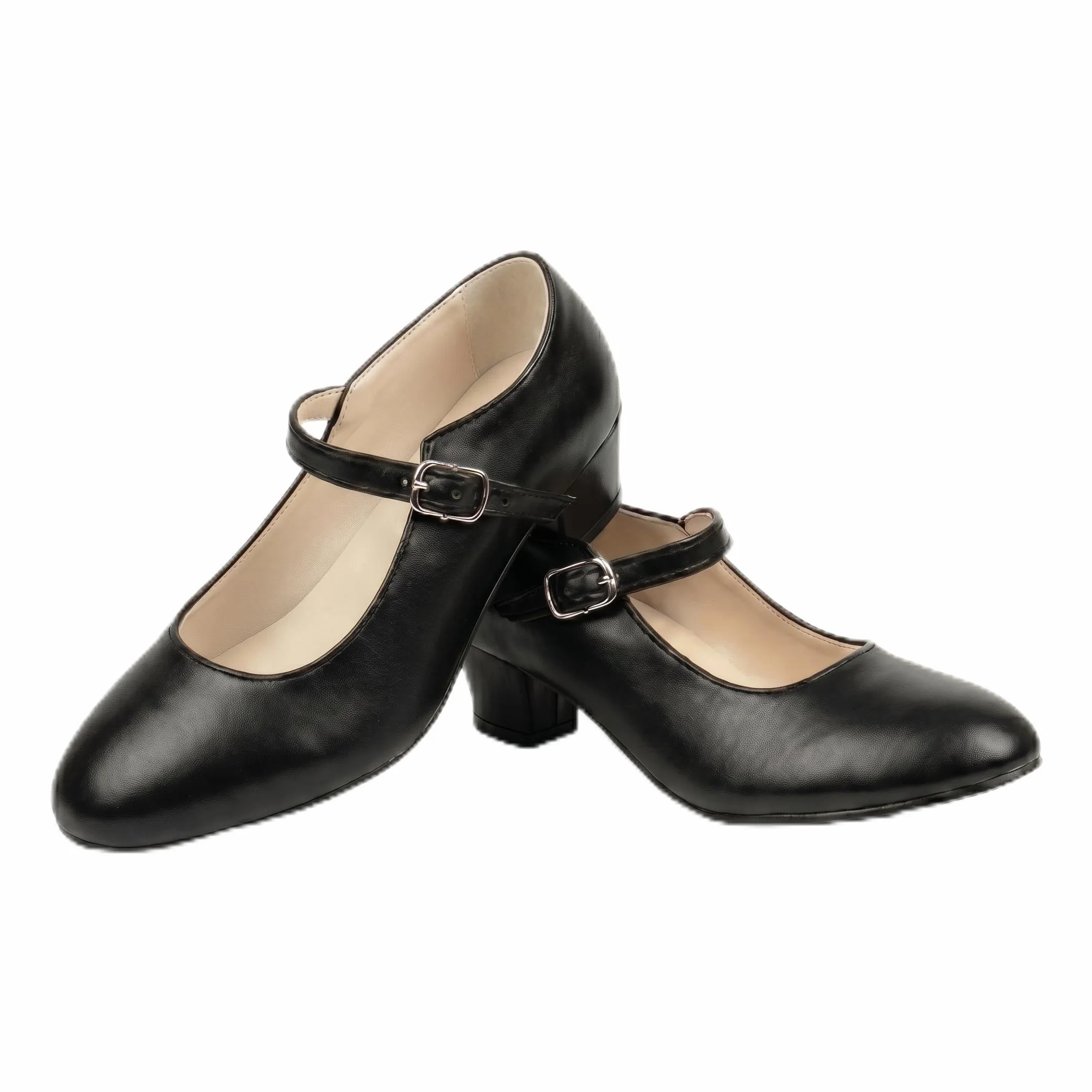 Zapatos de Baile Flamenco para Niña y Mujer Talla 24-41 Tacón Ancho 3,5 cm Cierre de Hebilla