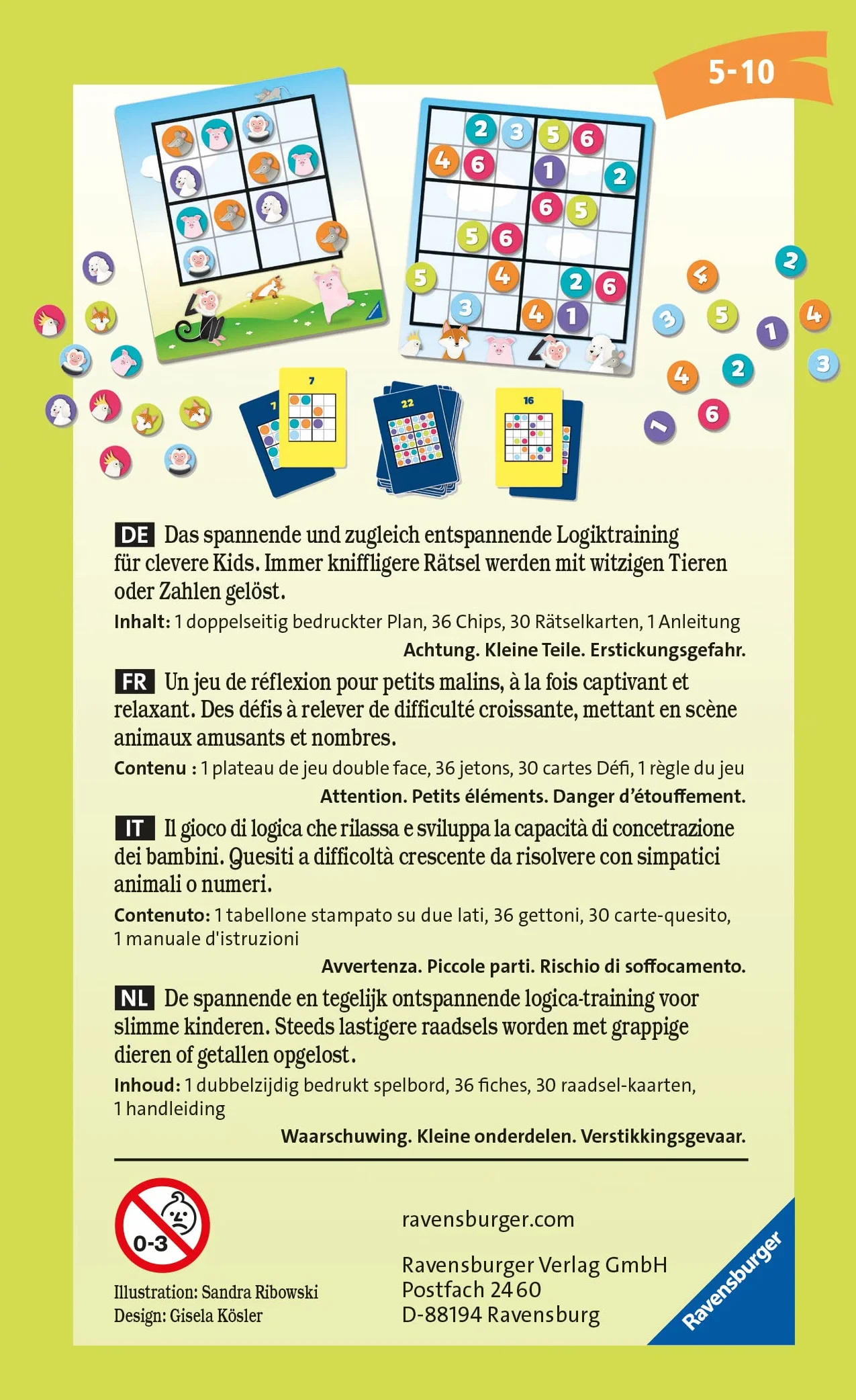 Ravensburger Kids Sudoku Formato Compacto 2-4 Jugadores Edad 5+
