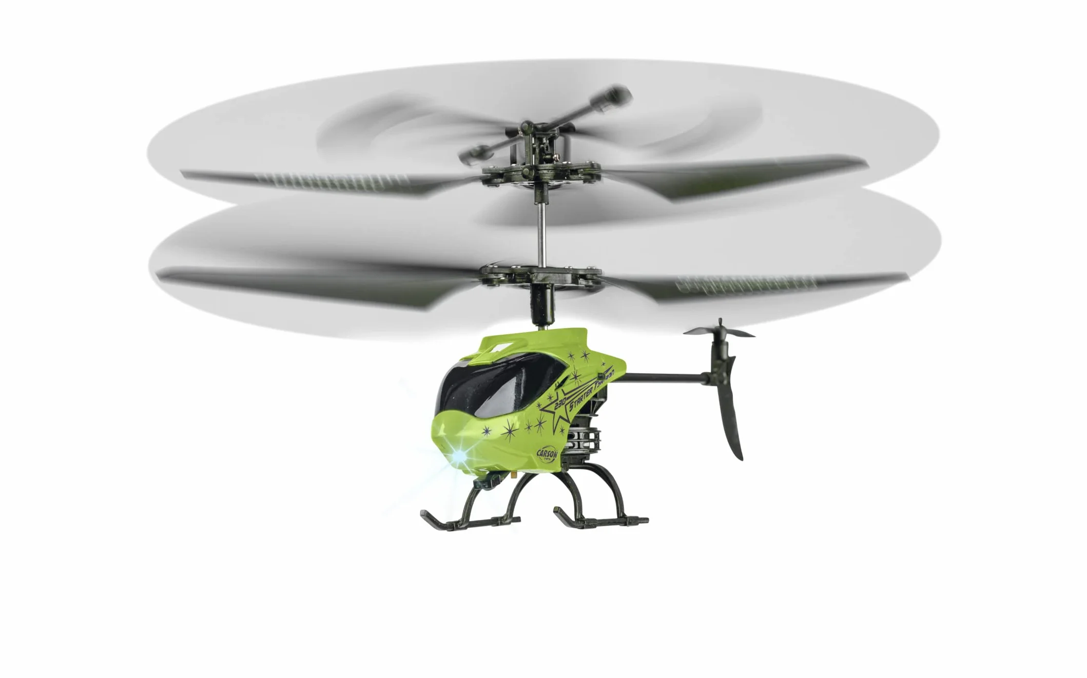 Carson 500507182 Starter Tyrann 230 IR 2Ch RTF Verde: Helicóptero para Principiantes, RC, Juguete a Control Remoto, de Interior